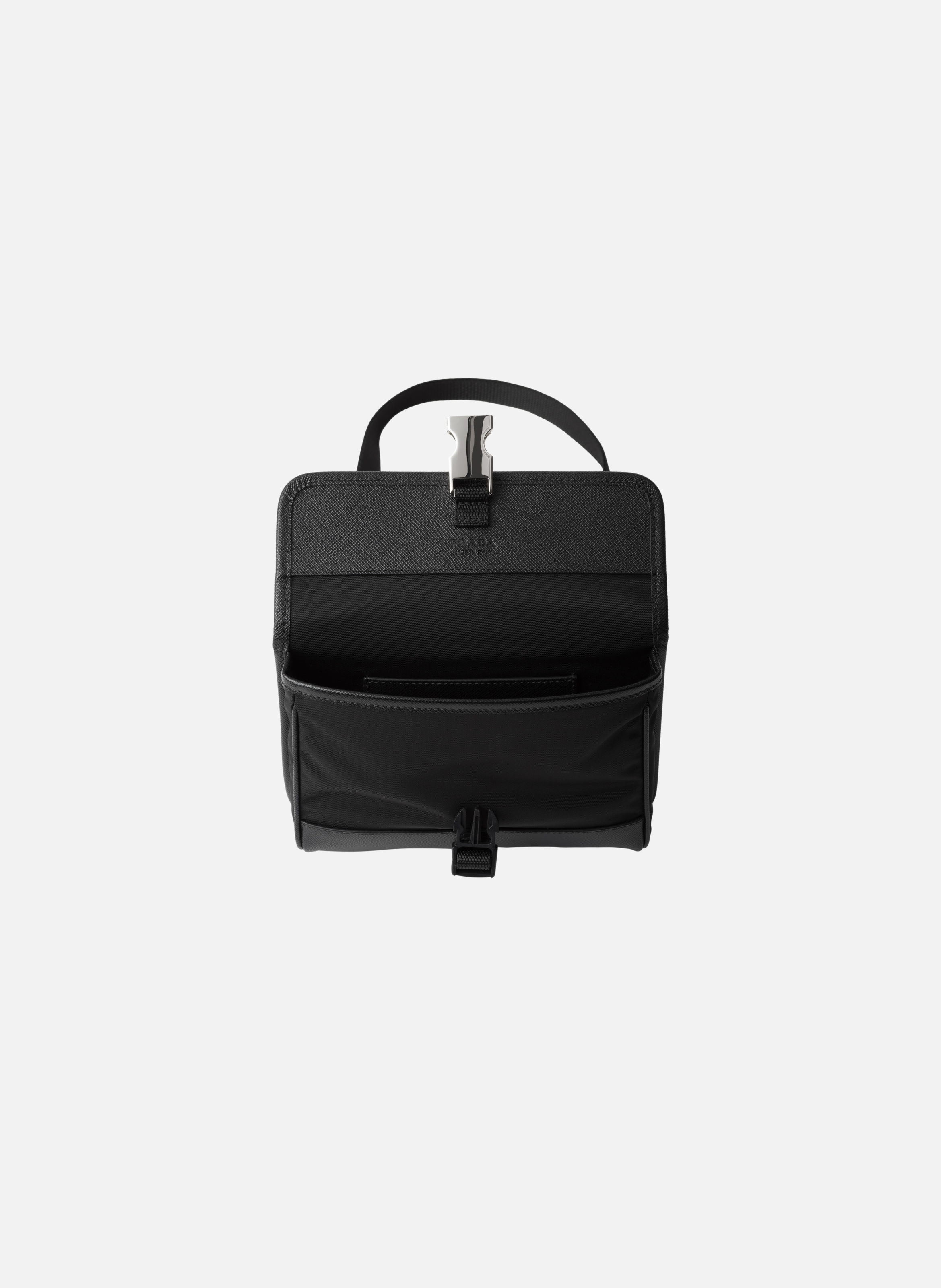 Étui smartphone en re-nylon et cuir saffiano PRADA Noir