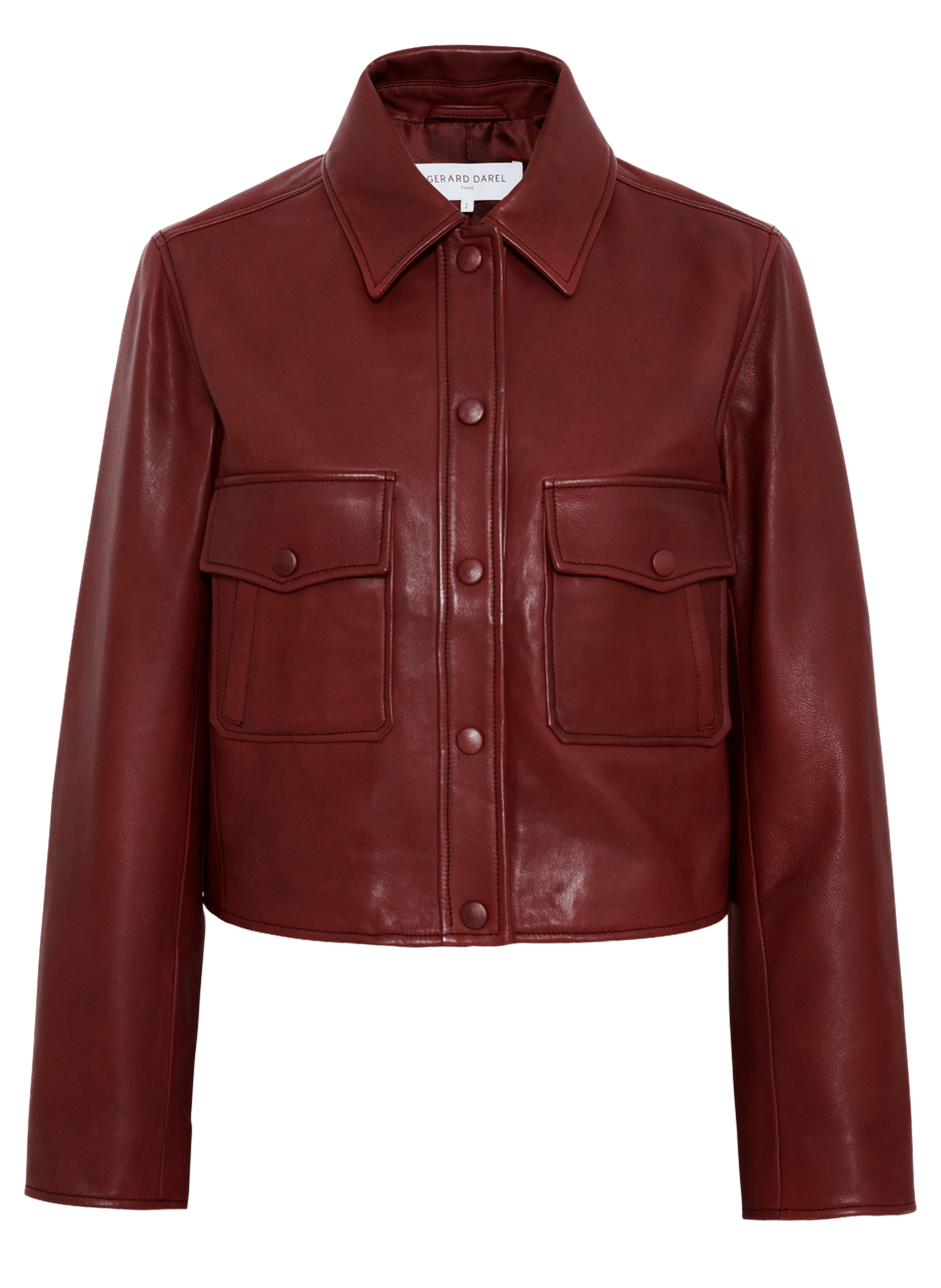 Veste courte en cuir bordeaux - noeve GERARD DAREL Rouge