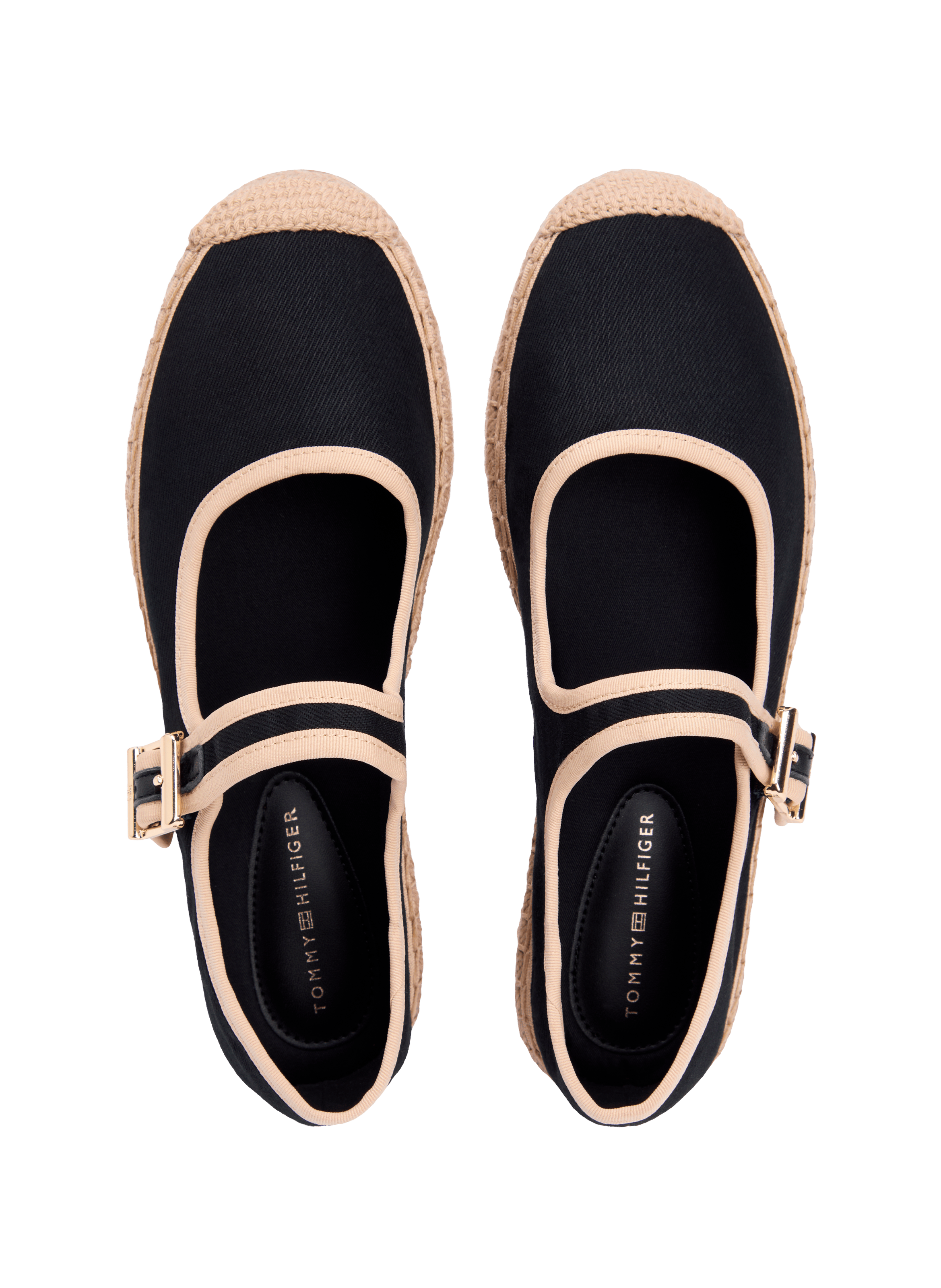 Espadrilles Mary Jane à boucles en sergé de coton TOMMY HILFIGER Noir