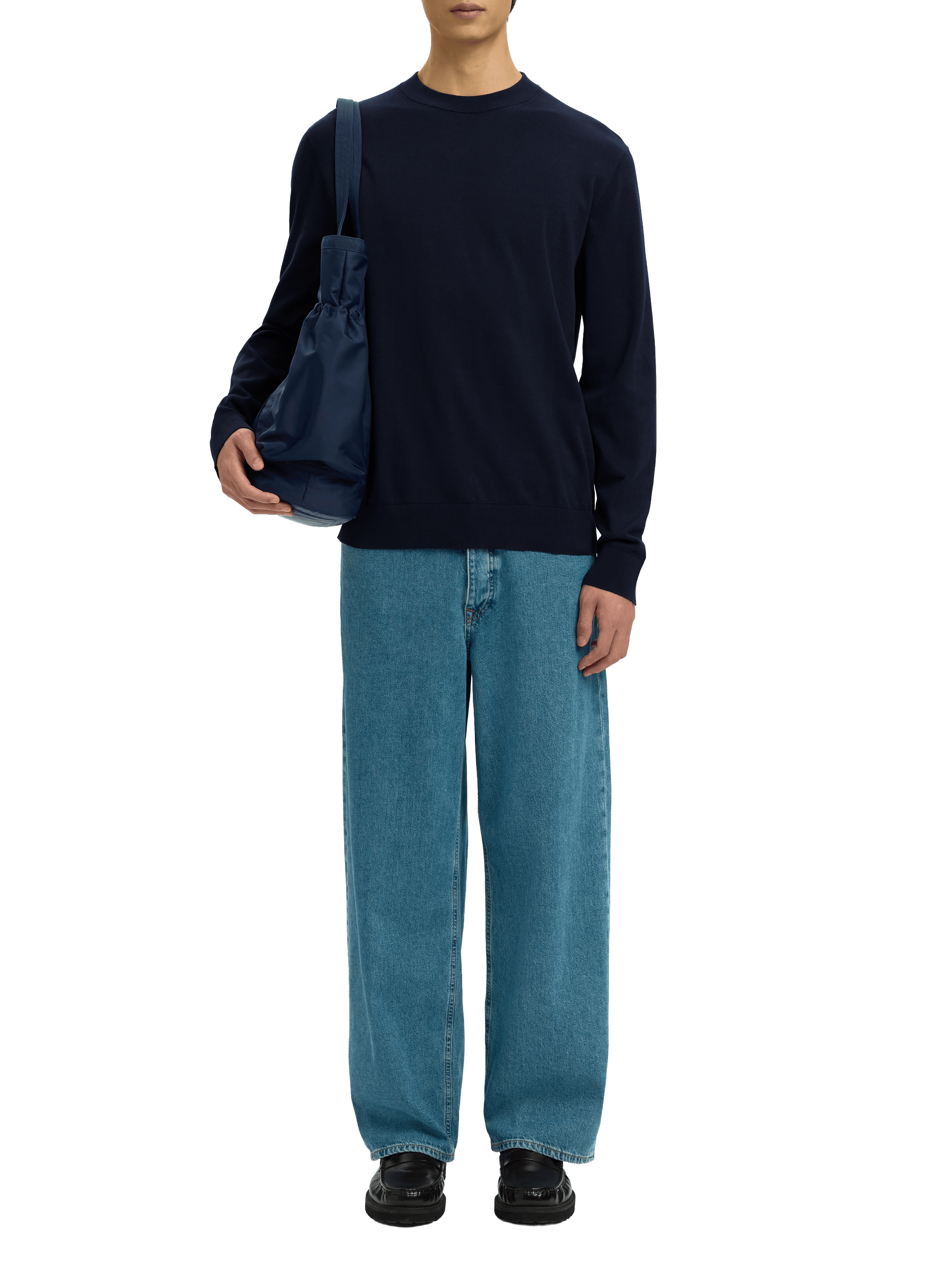 Cotton jumper SELECTED Blue