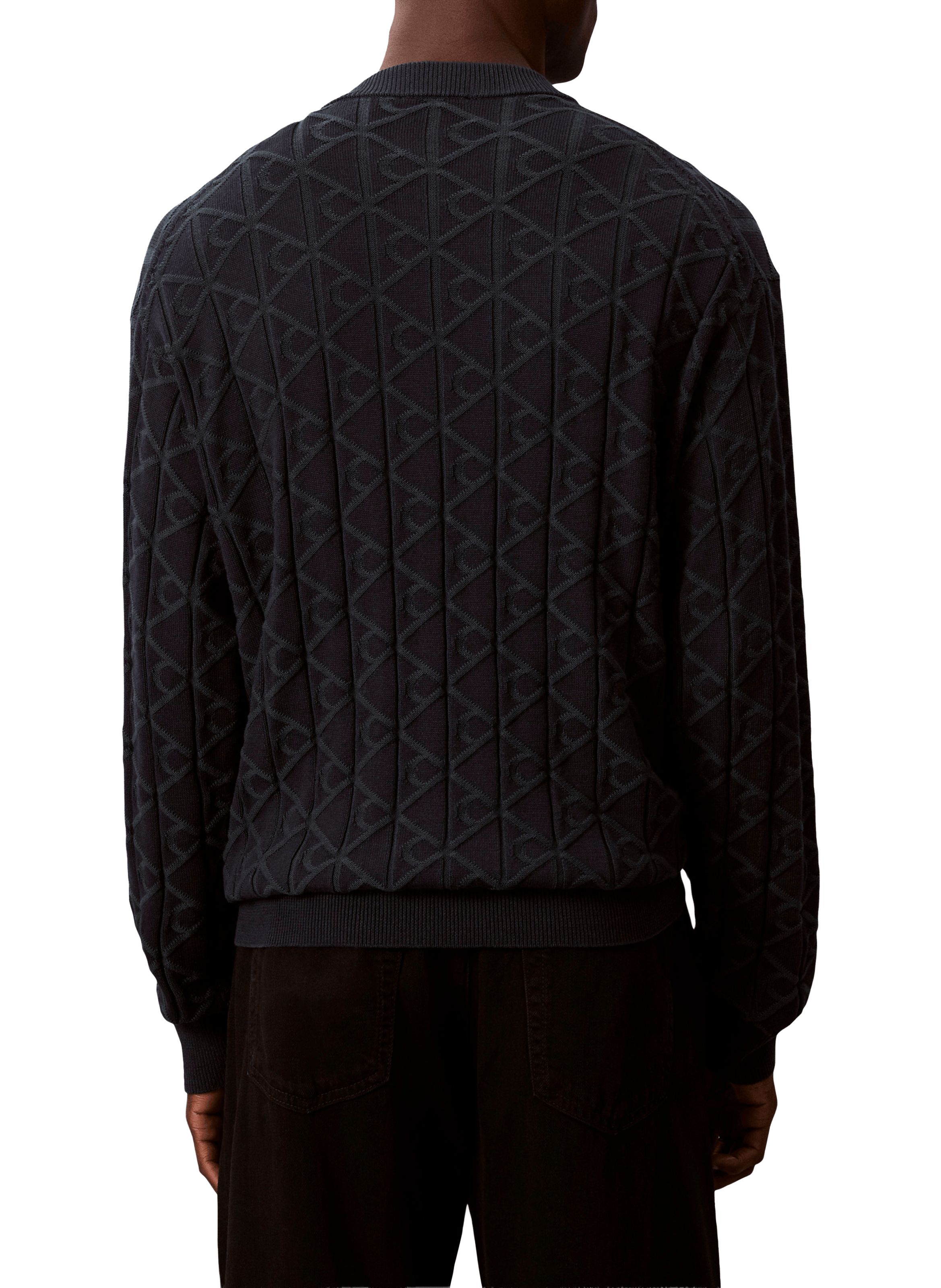 Pull droit à col rond en coton CALVIN KLEIN Gris