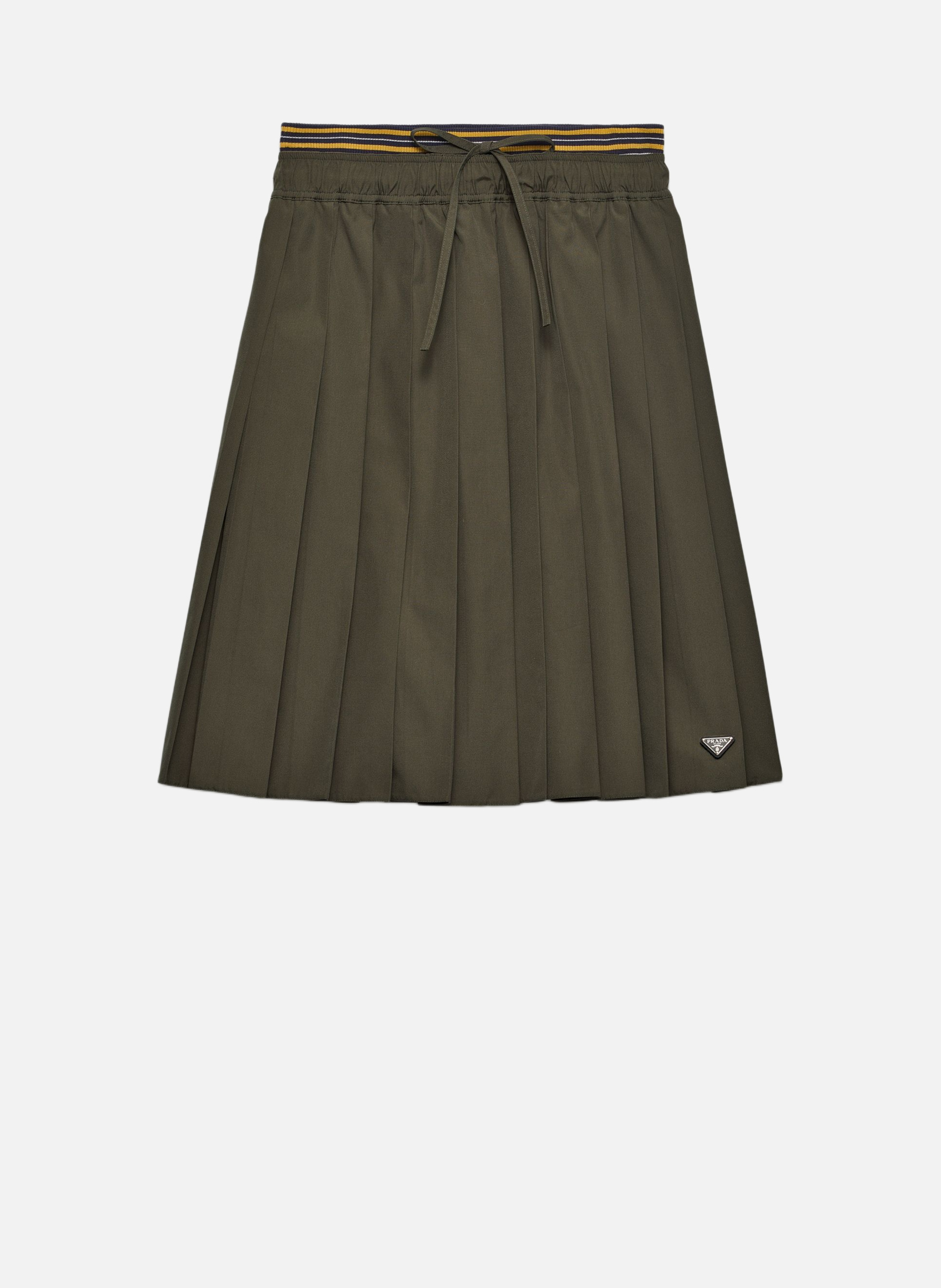 Jupe mi-longue en popeline plissée PRADA Vert