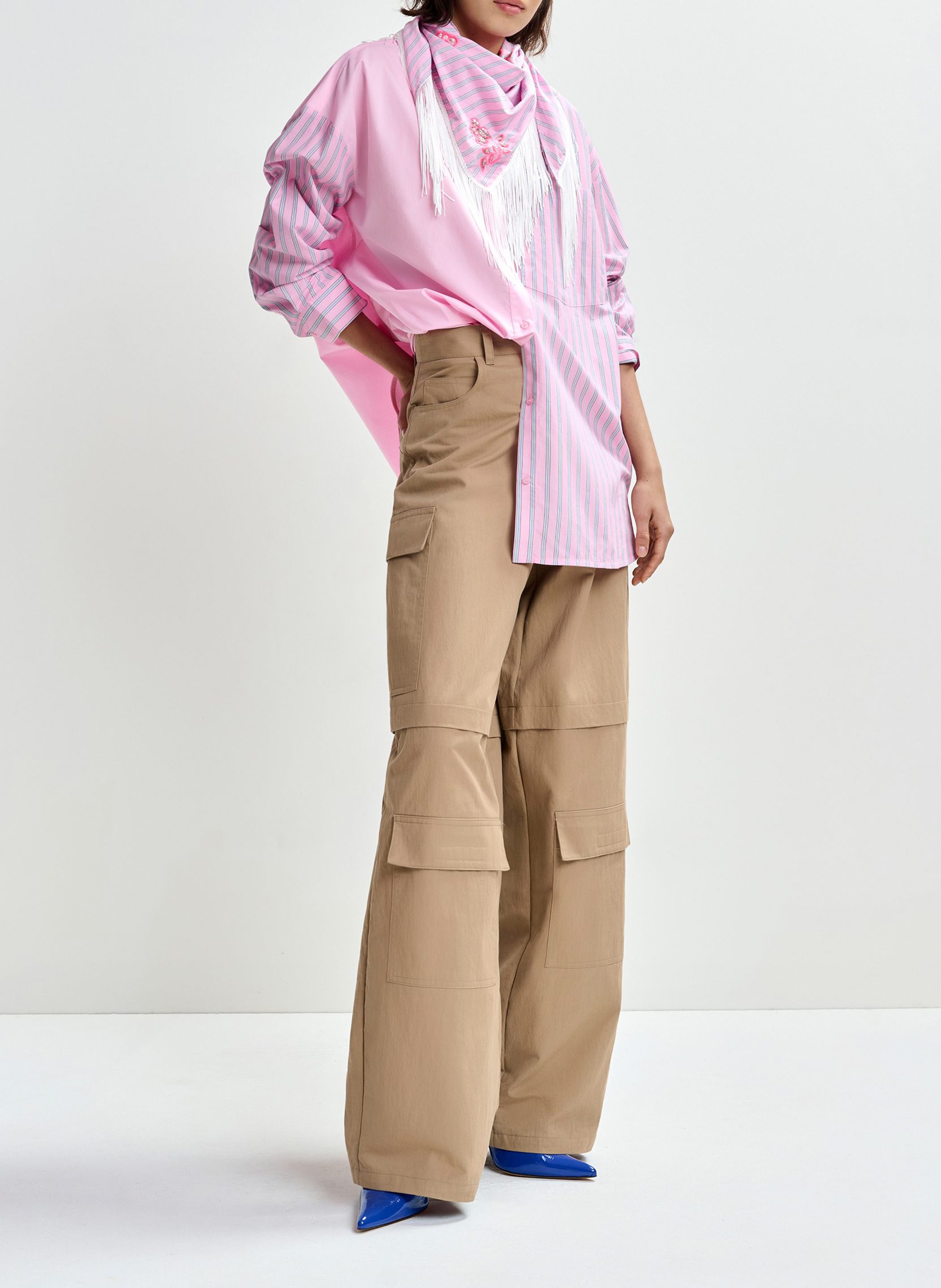 Chemise oversize col classique en coton rayé Jolivia ESSENTIEL ANTWERP Rose