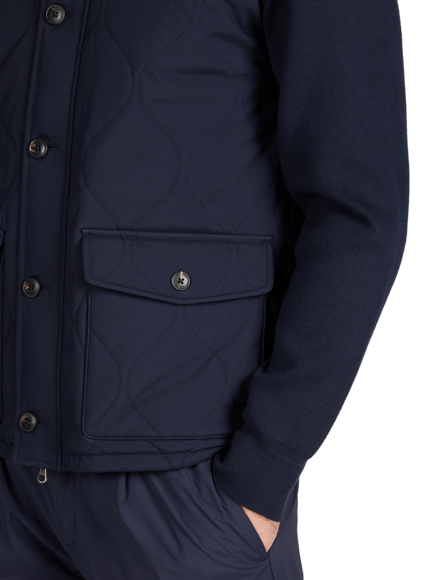 Blouson bi-matière en laine mérinos HACKETT Bleu