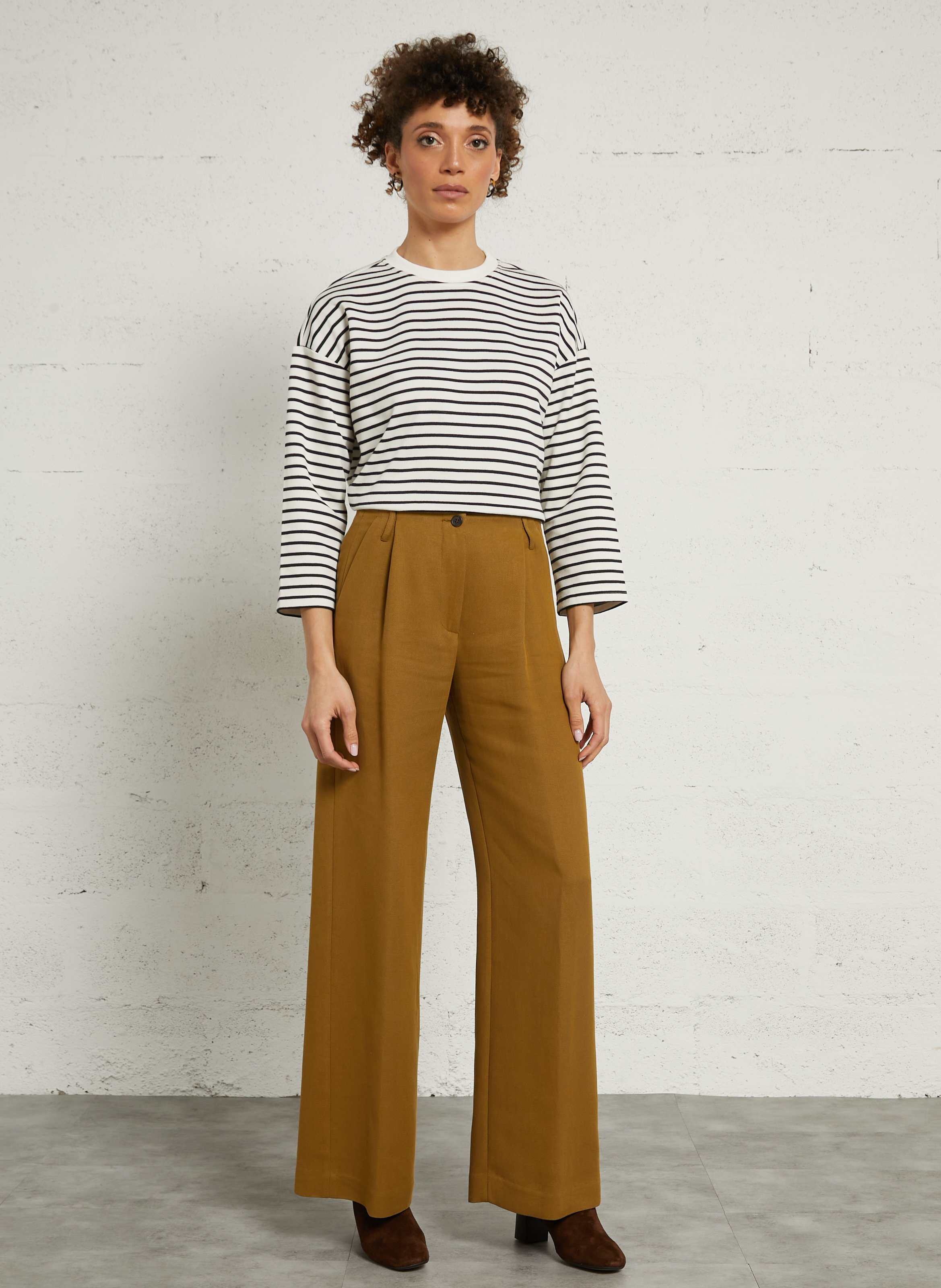 Tee-shirt marinière ample col rond lorenzo MAISON 123 Blanc