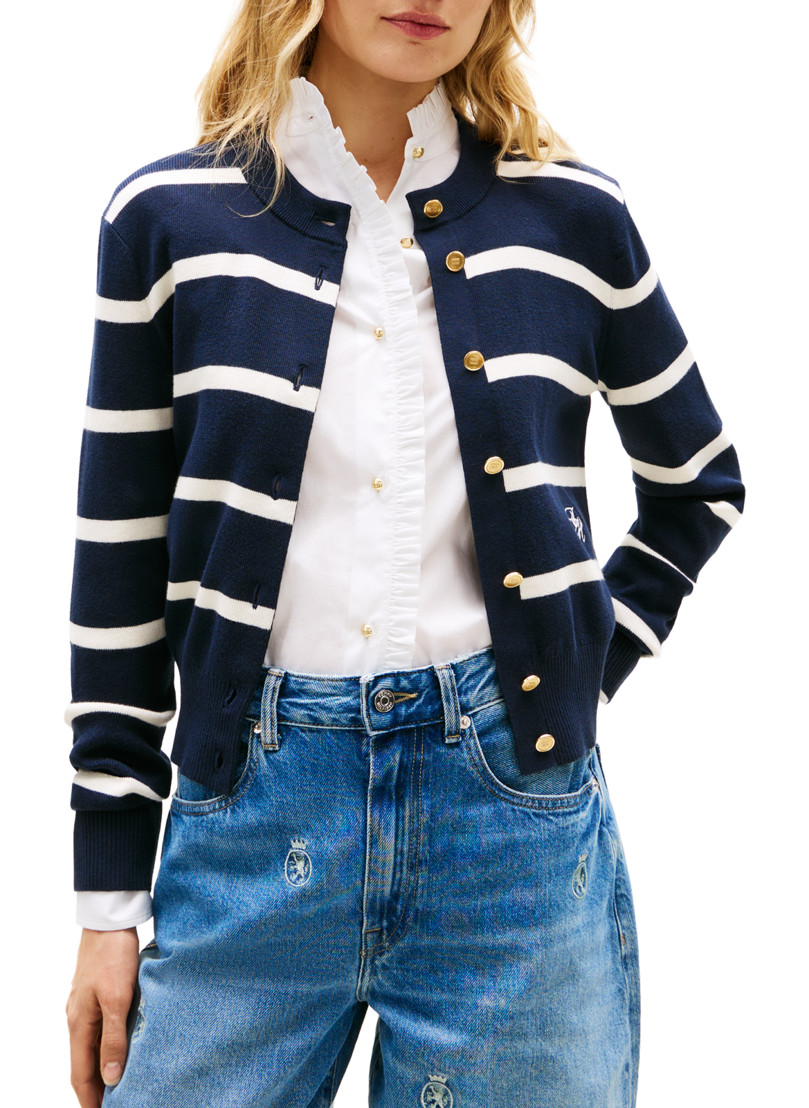 Cardigan à rayures en coton TOMMY HILFIGER Multicolore