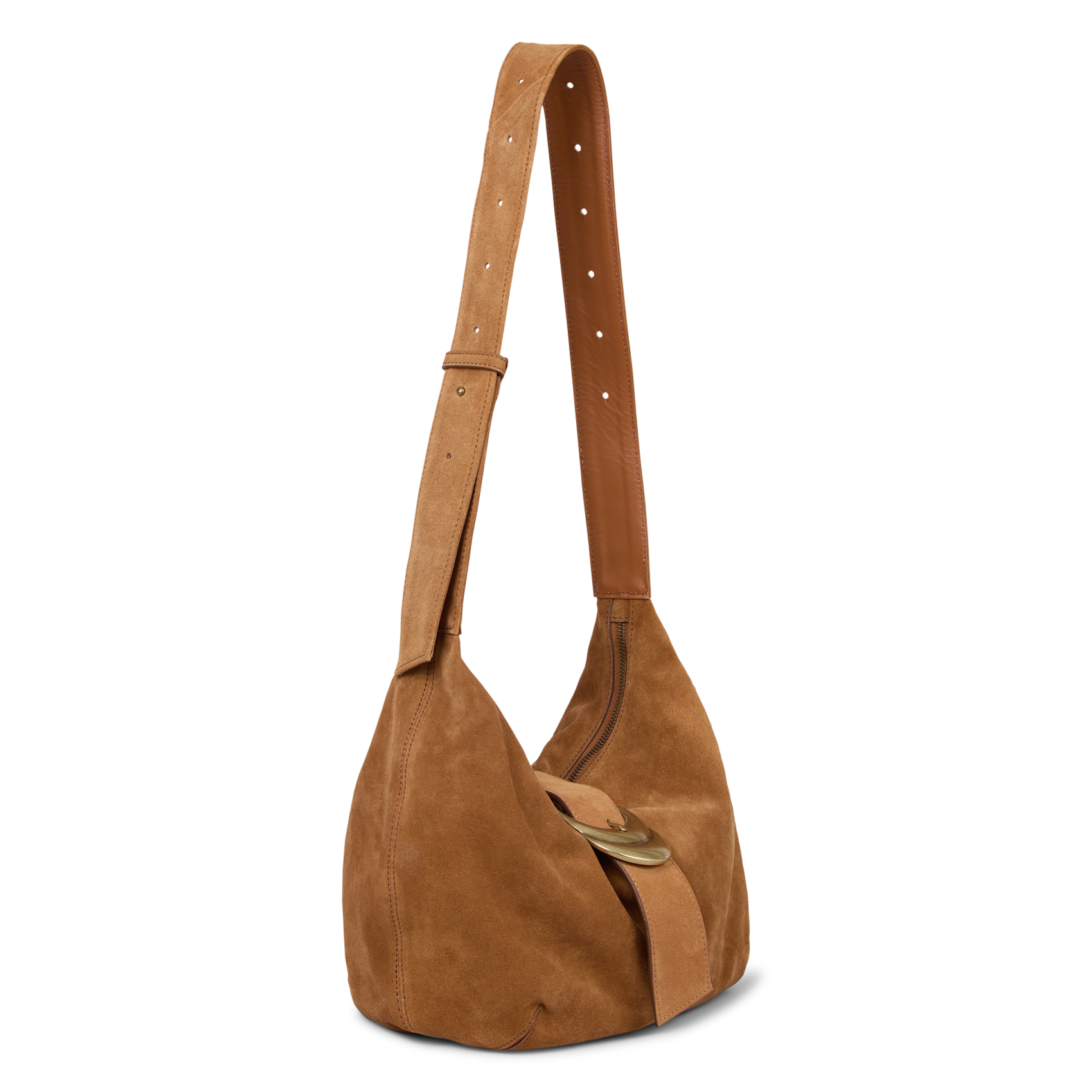 Sac hobo uni en daim youyou hobo BA&SH Marron
