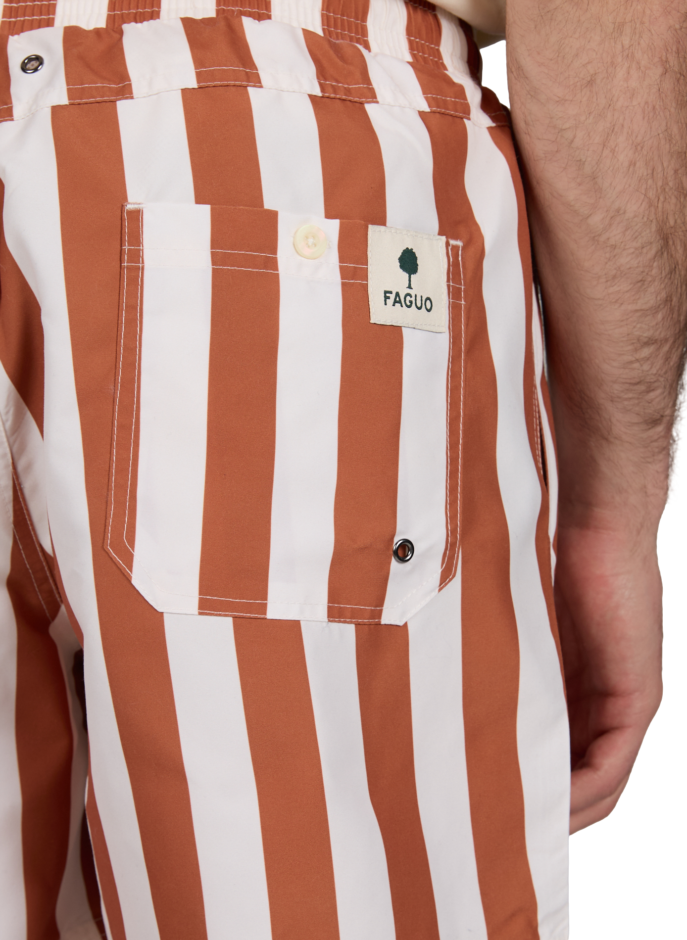 Short de bain à rayures FAGUO Beige