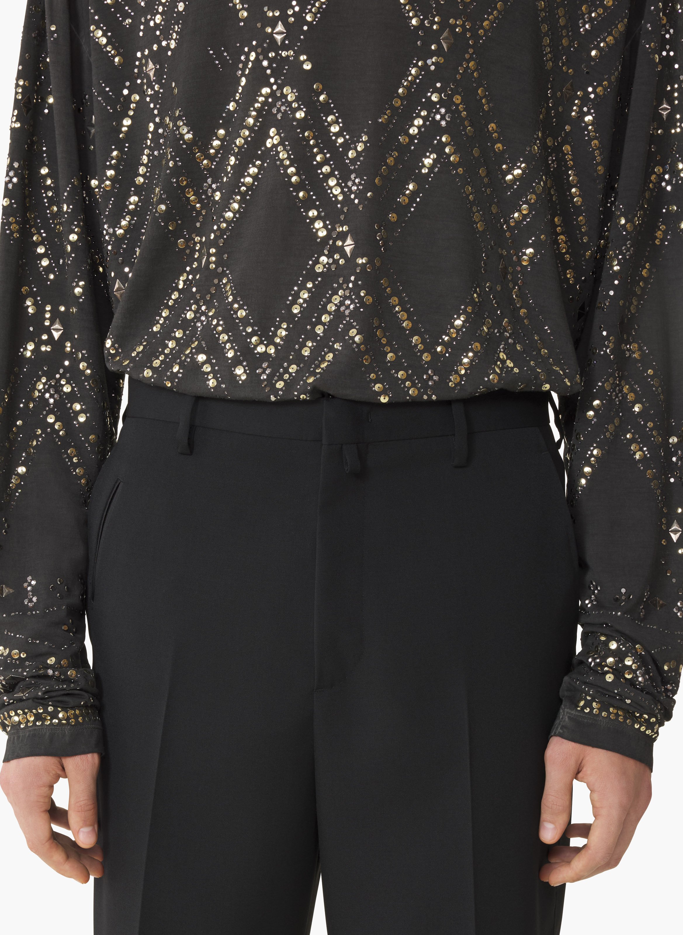 Pantalon droit en laine Noir