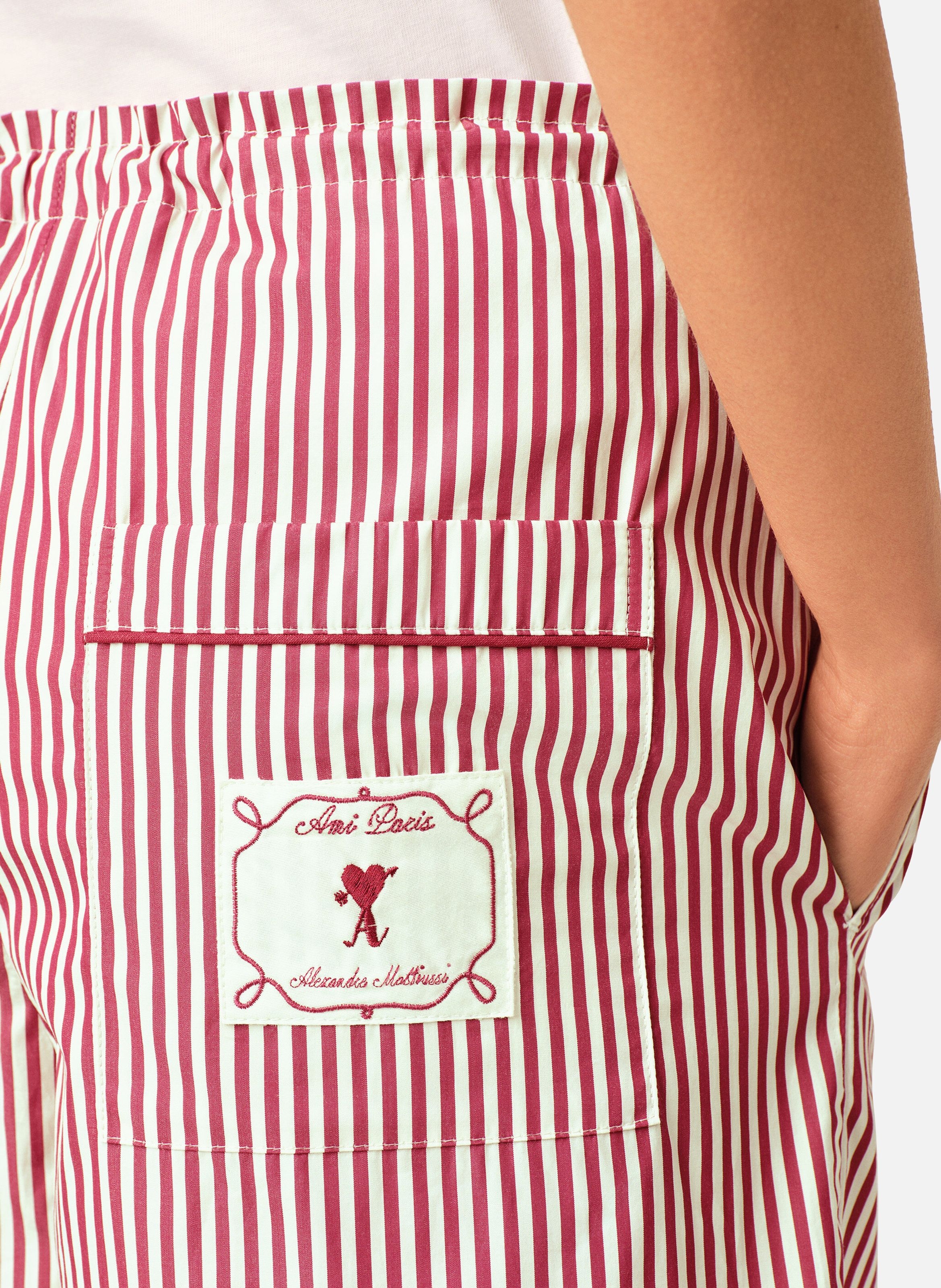 Short à rayures ami de coeur flèche unisexe en coton AMI PARIS Blanc