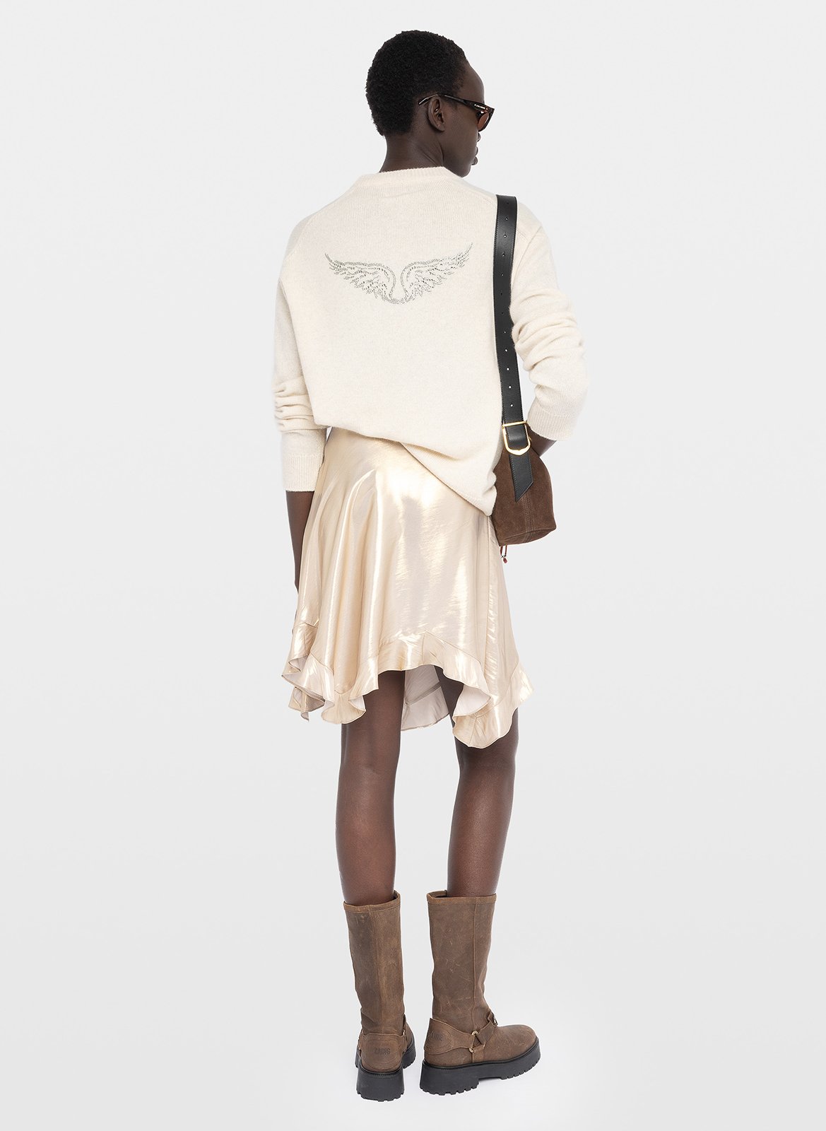 Jupe courte asymétrique satinée jetos ZADIG&VOLTAIRE Doré
