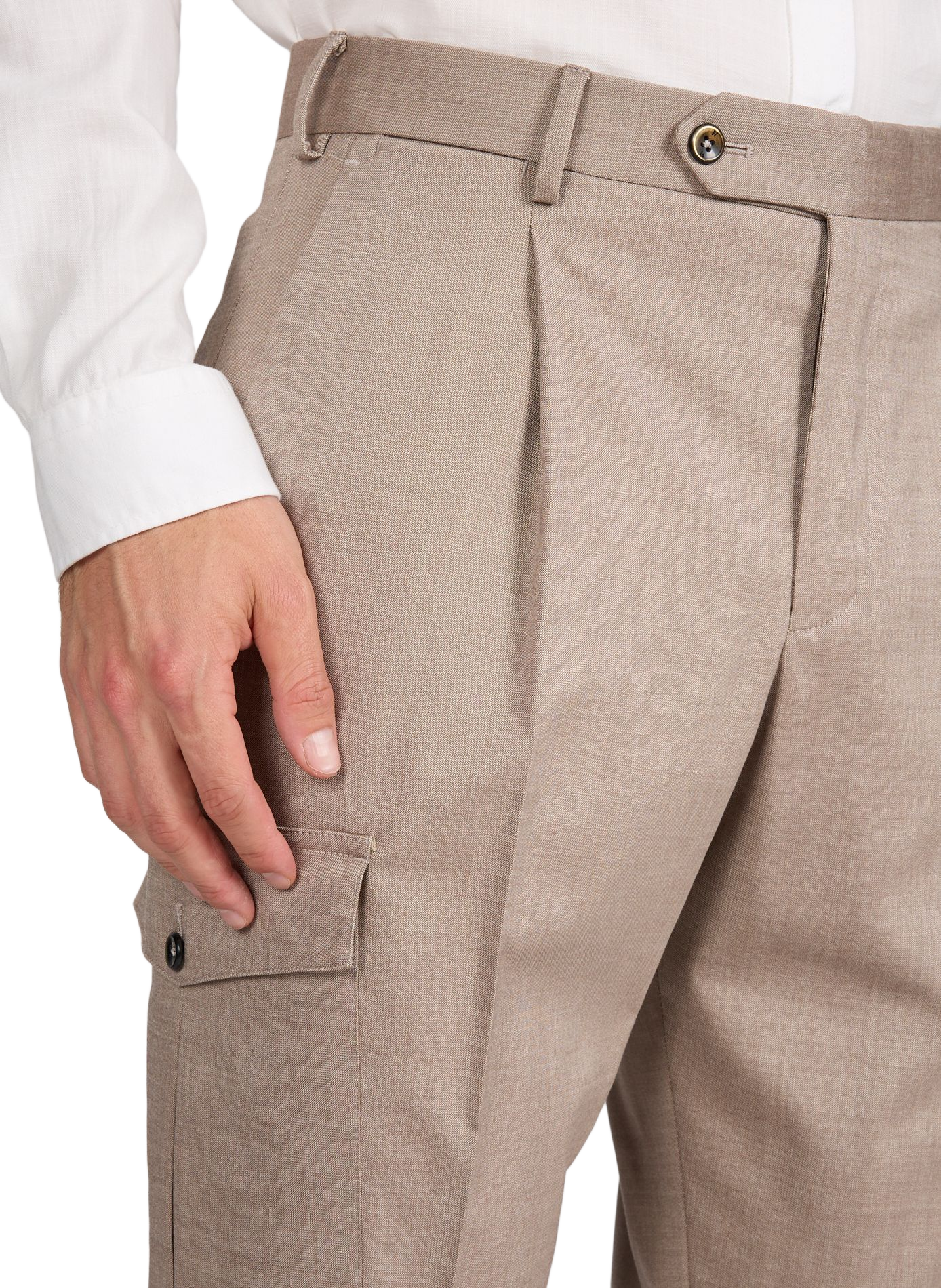 Virgin wool and cotton blend trousers PT01 Beige