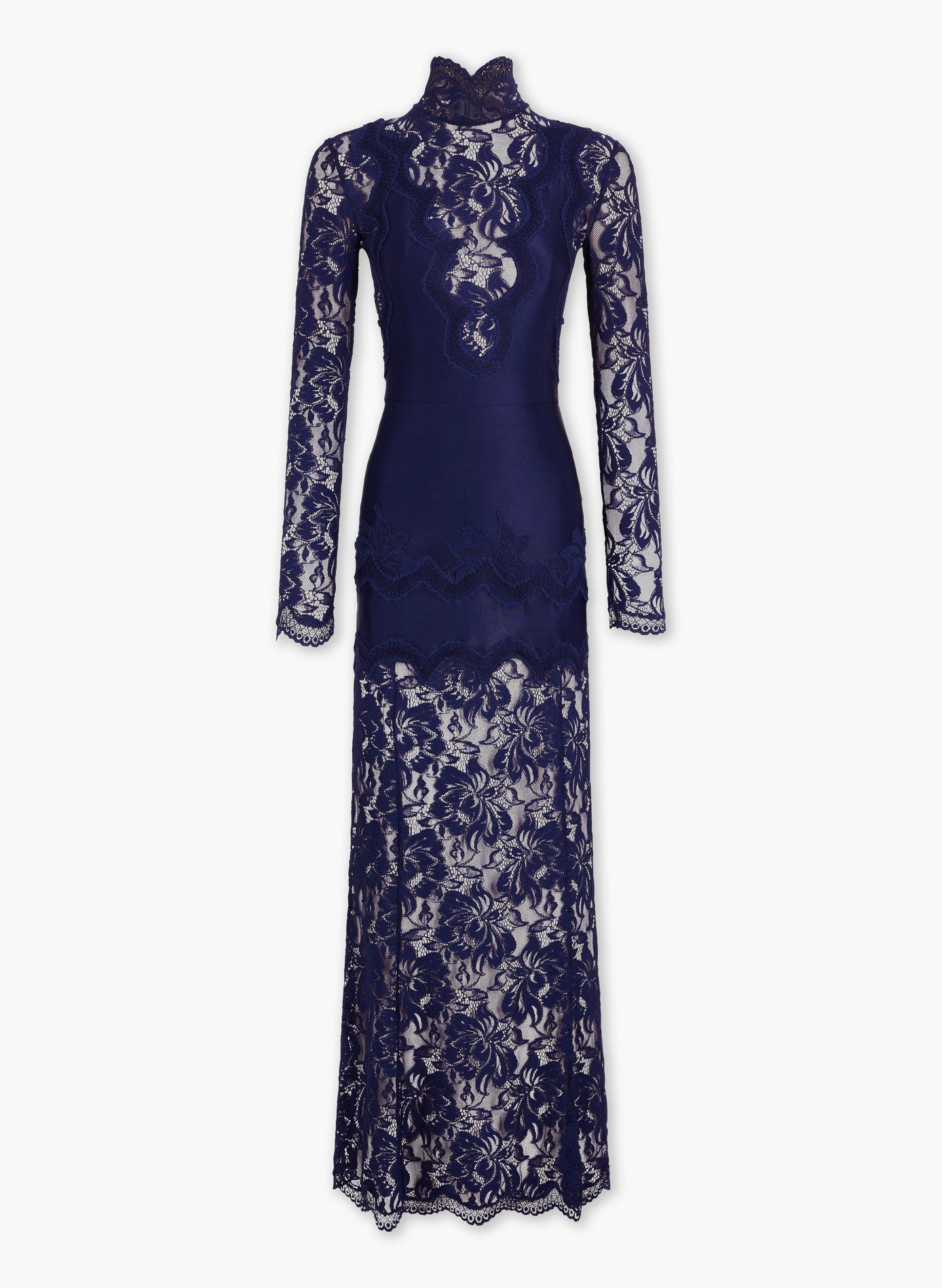 Robe longue en dentelle et jersey RABANNE Bleu