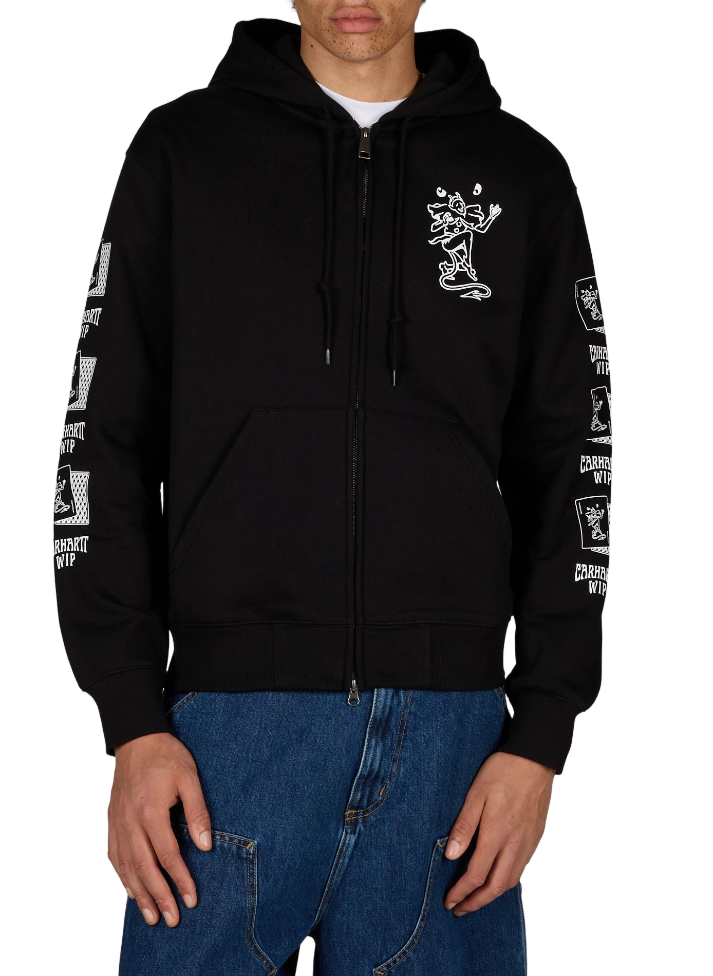 Printed zip-up sweatshirt in cotton CARHARTT WIP Black
