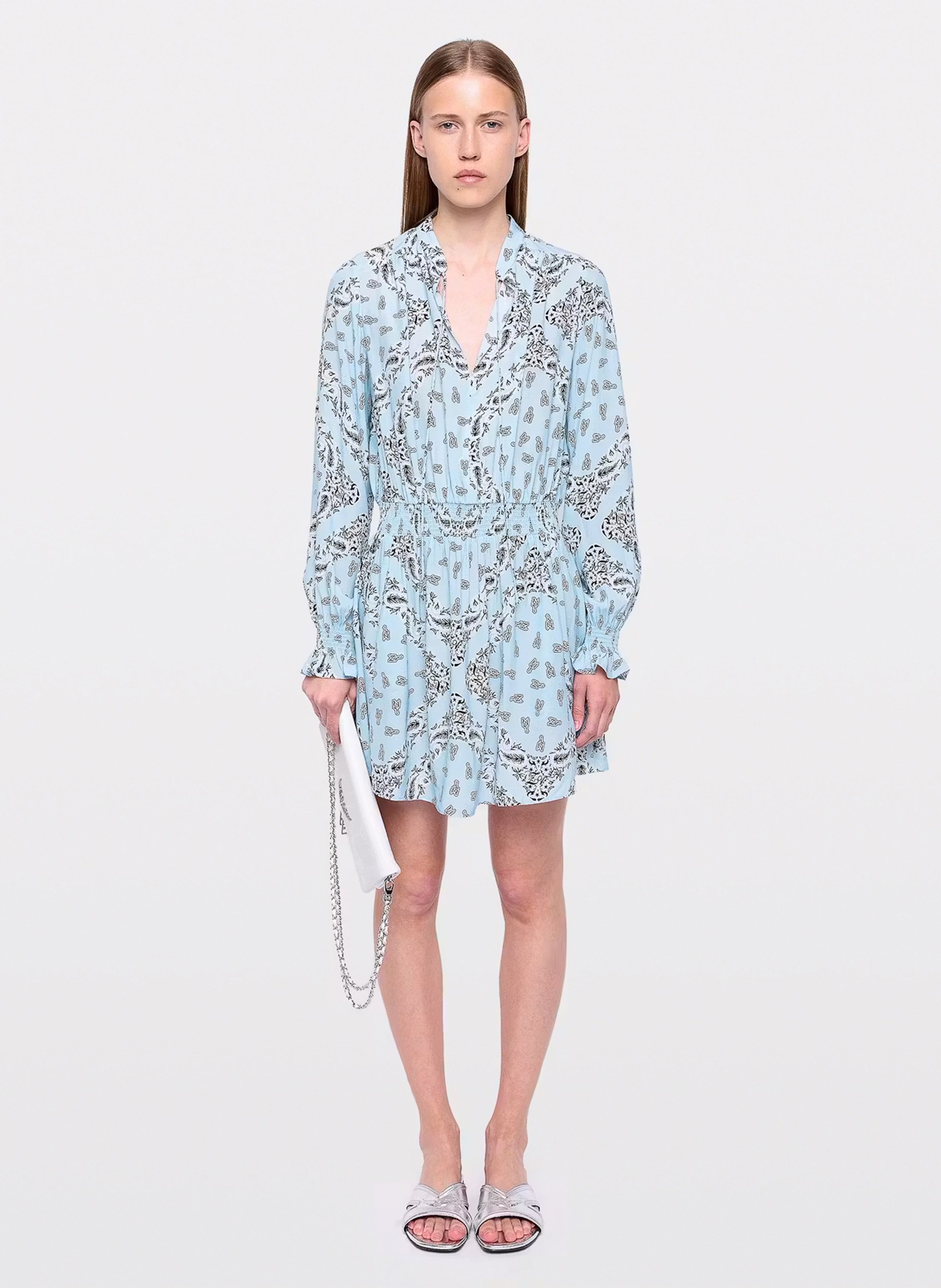 Robe courte imprimée rayados ZADIG&VOLTAIRE Bleu