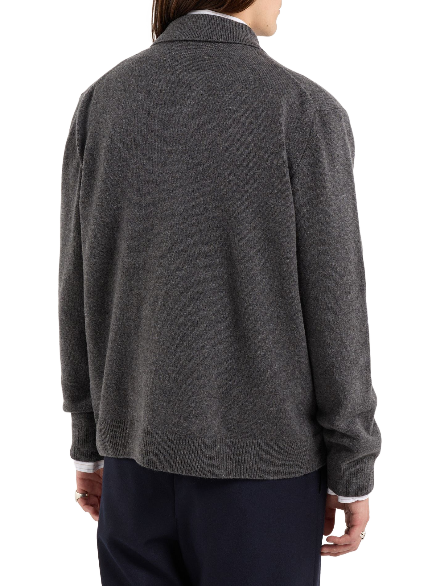 Wool polo collar cardigan SAISON 1865 Grey