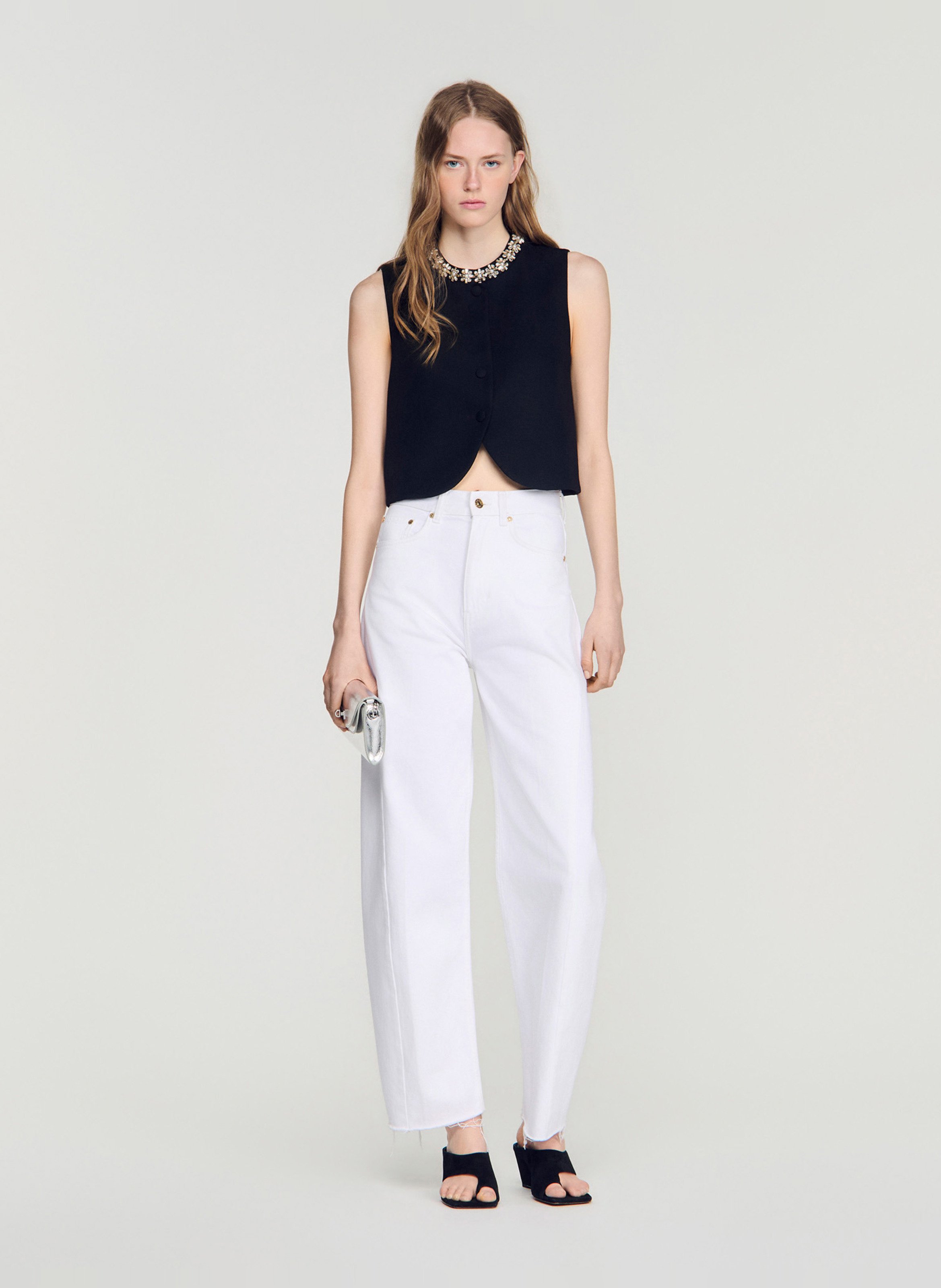 Veston court en laine SANDRO Noir
