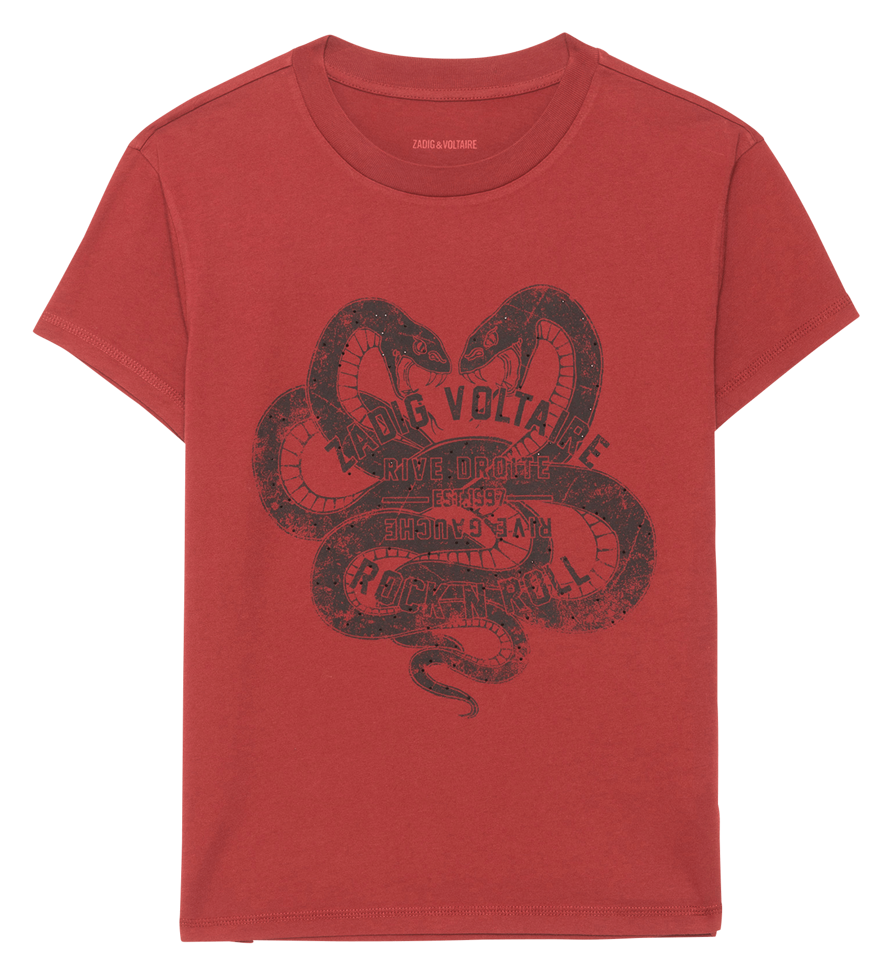 Tee-shirt droit col rond en coton walk ZADIG&VOLTAIRE Rouge