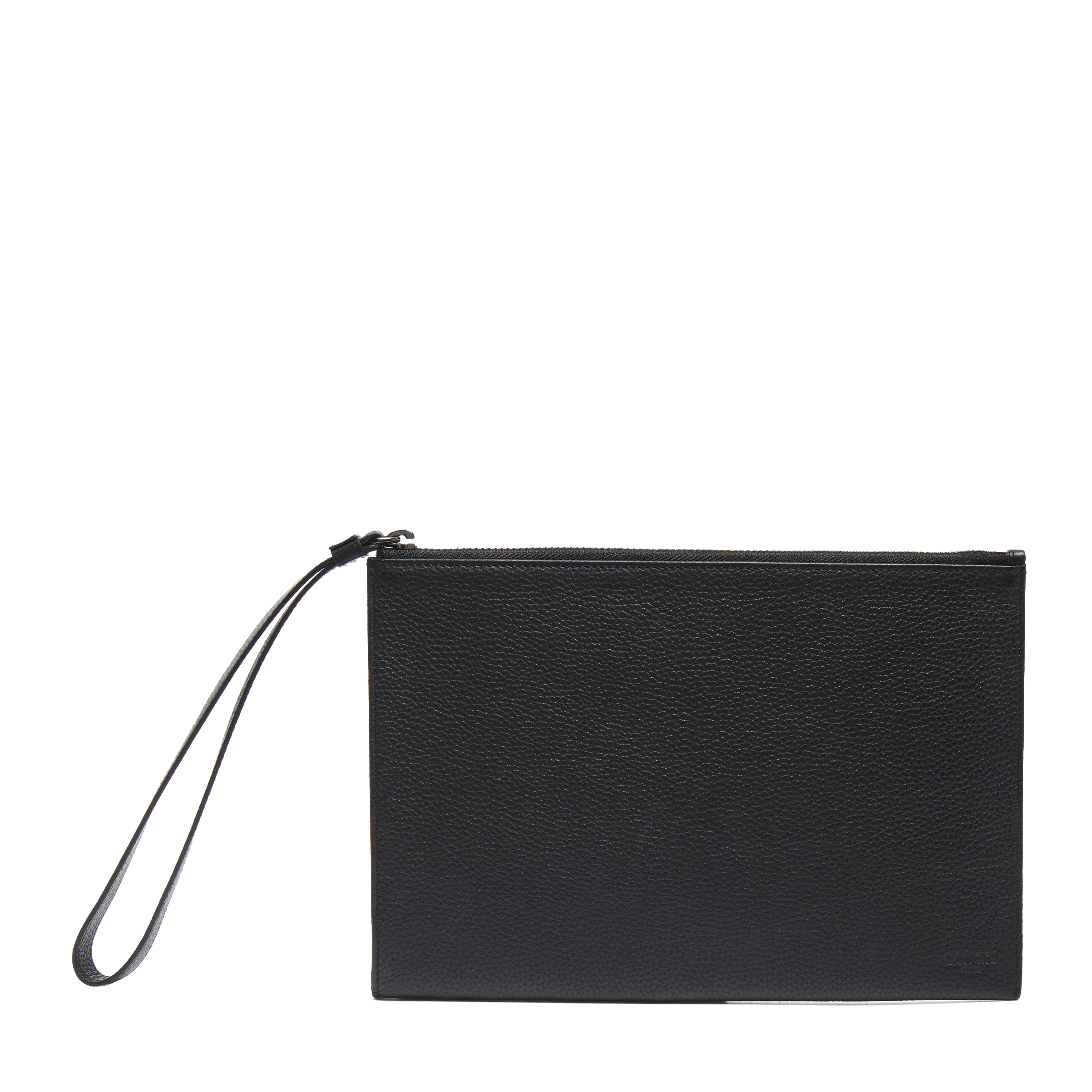 Étui à fermeture éclair leon mini ipad - cuir grainé de vachette LANCEL Noir