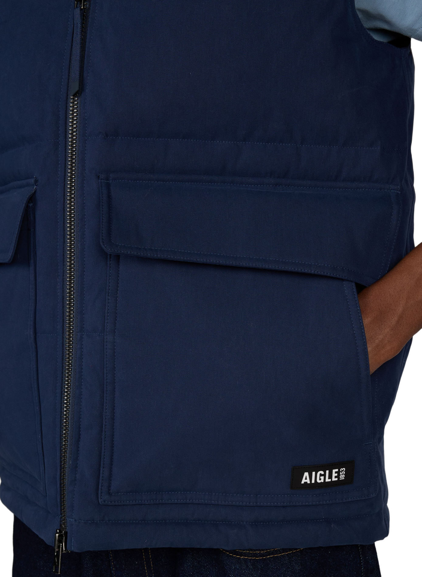 Blouson sans manche col teddy en coton mélangé AIGLE Bleu