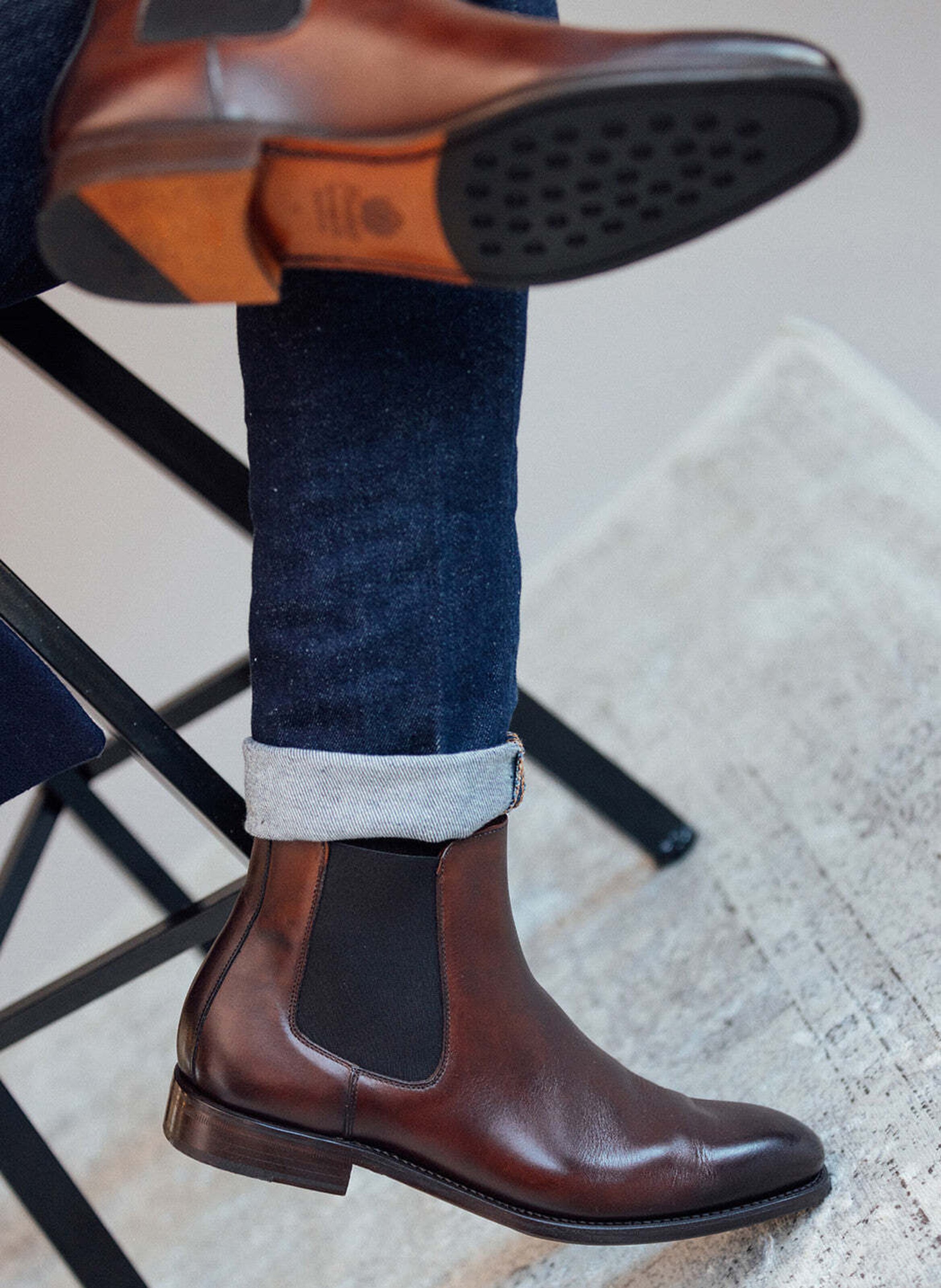 Bottines cuir chelsea FINSBURY Marron