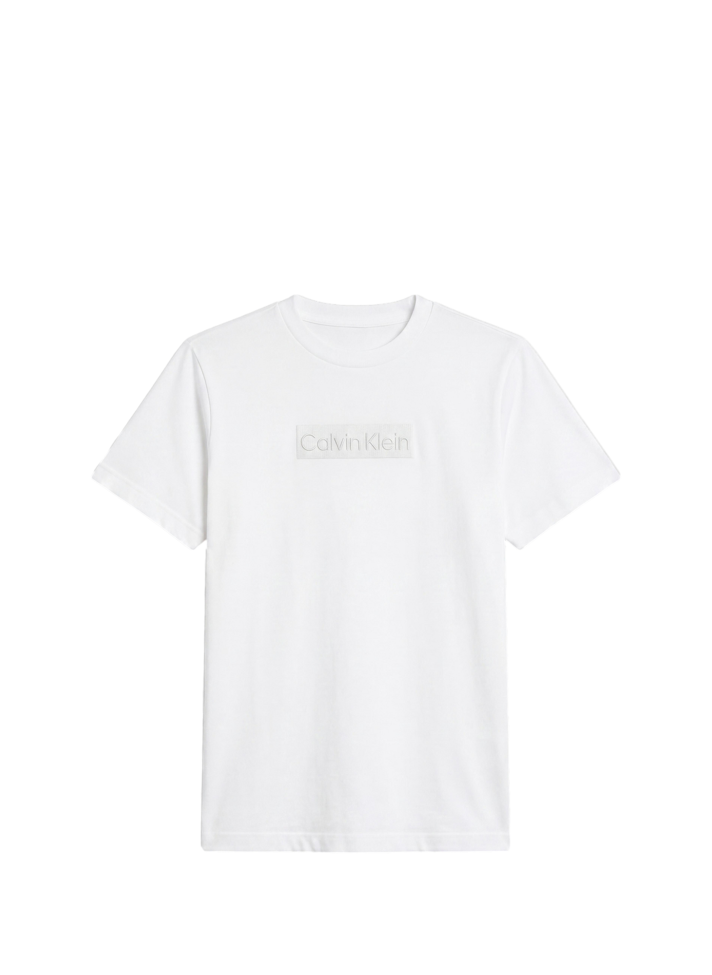 T-shirt col rond droit à broderie CALVIN KLEIN Blanc