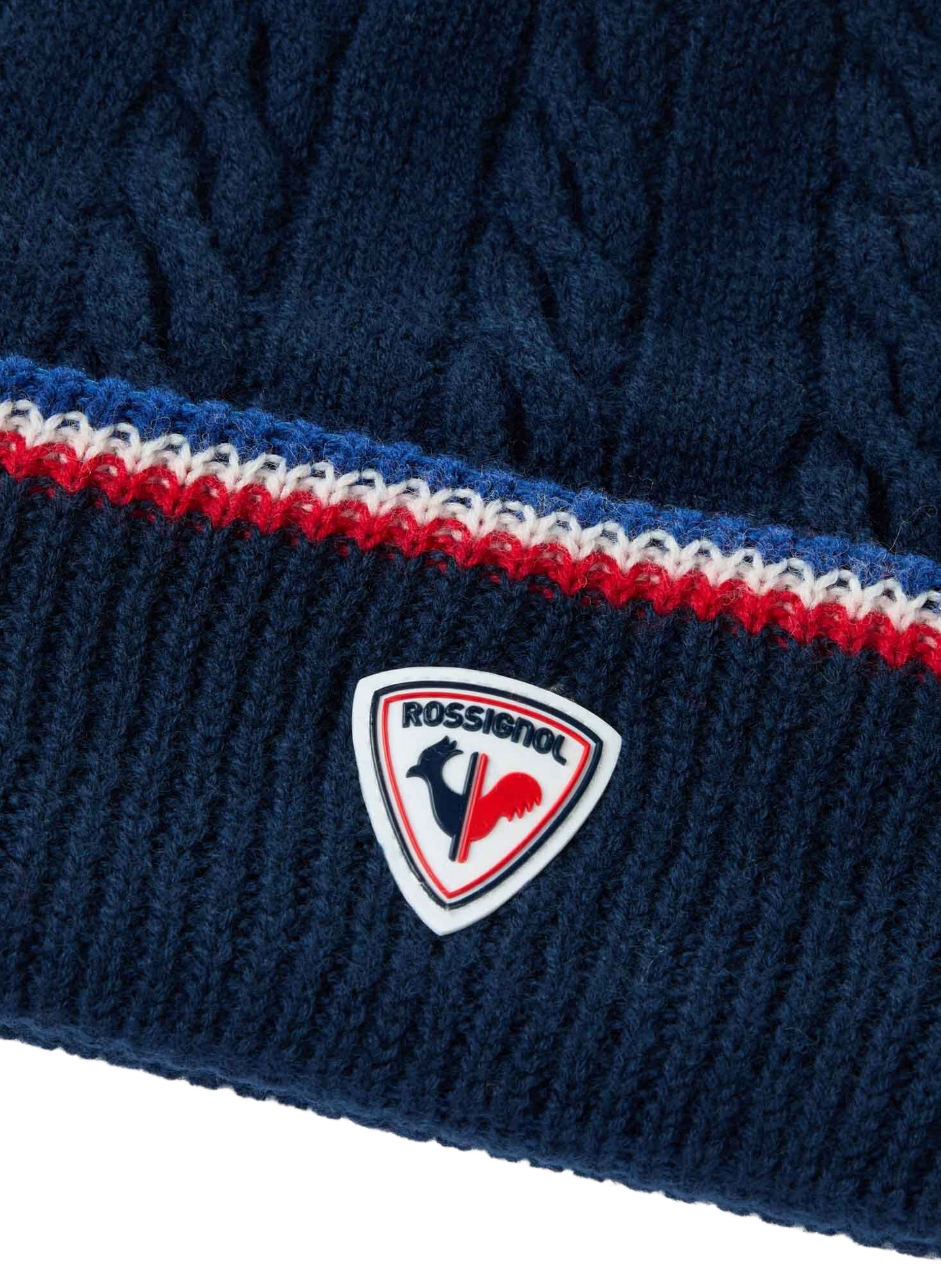 Beanie mit Umschlag im Zopfmuster ROSSIGNOL Blau