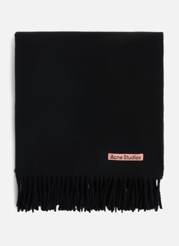 Scarf with a plain and checked appearance Black by ACNE STUDIOS ACNE STUDIOS Scarf with a plain and checked appearance Black