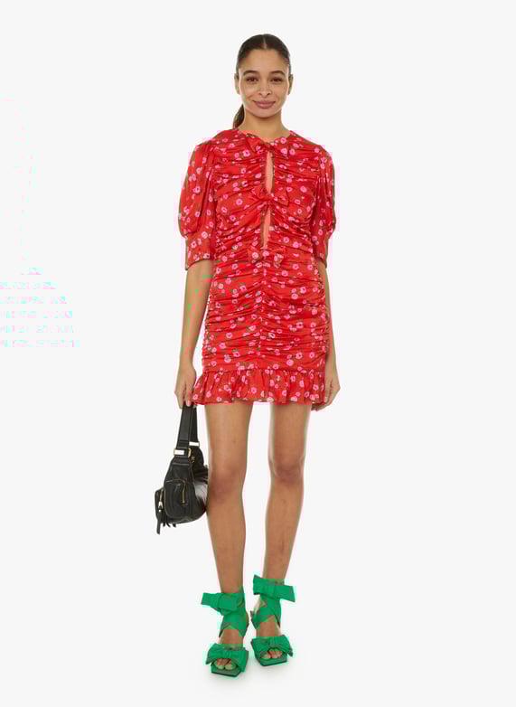 Robe courte à fleurs Rouge Rotate Femme