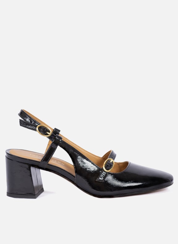 Escarpins slingback cuir vernis Noir by JULES & JENN JULES & JENN Escarpins slingback cuir vernis Noir