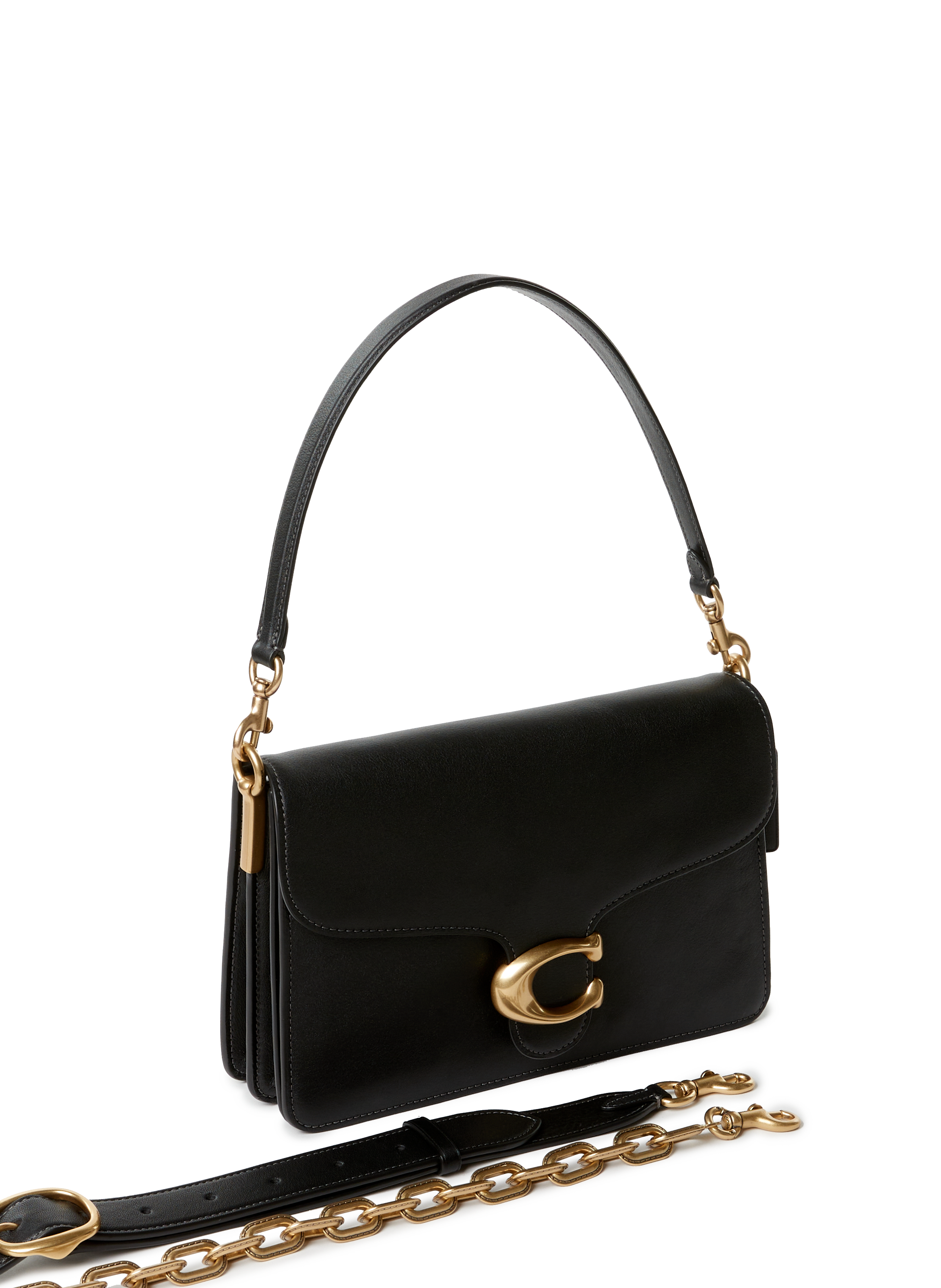 Sac épaule avec chaîne en cuir COACH Noir