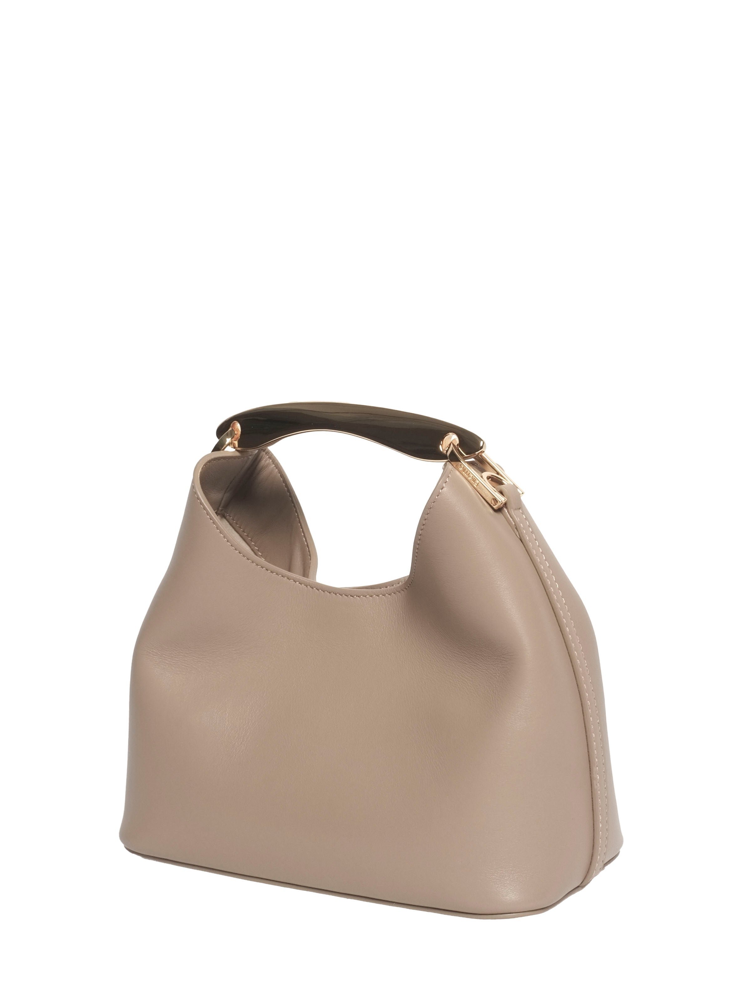 Petit sac boomerang en cuir ELLEME Gris