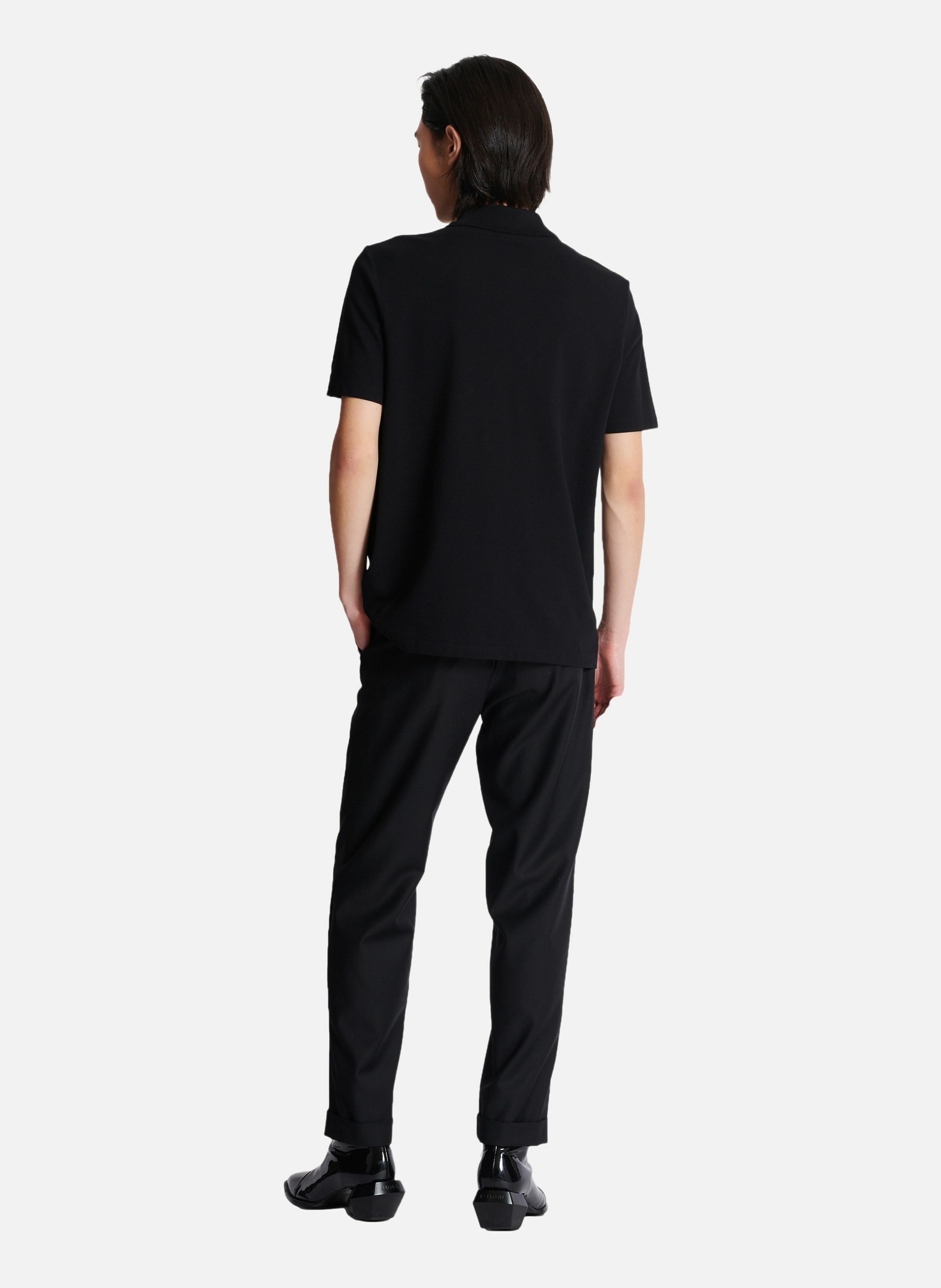 Polo à manches courtes avec broderie balmain signature Noir