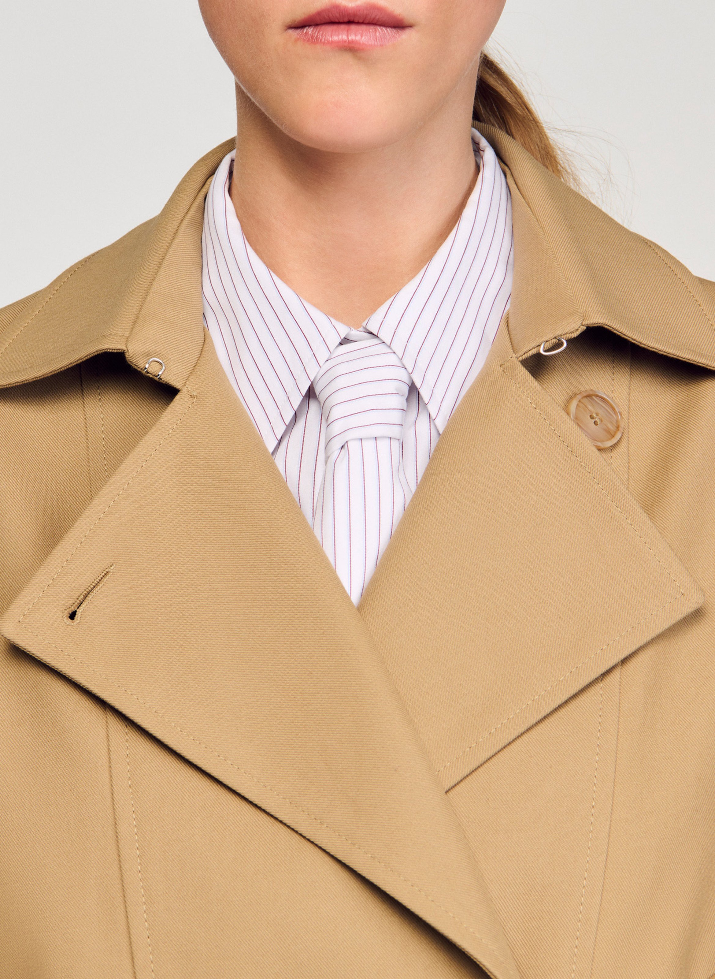 Trench court oversize en coton SANDRO Beige