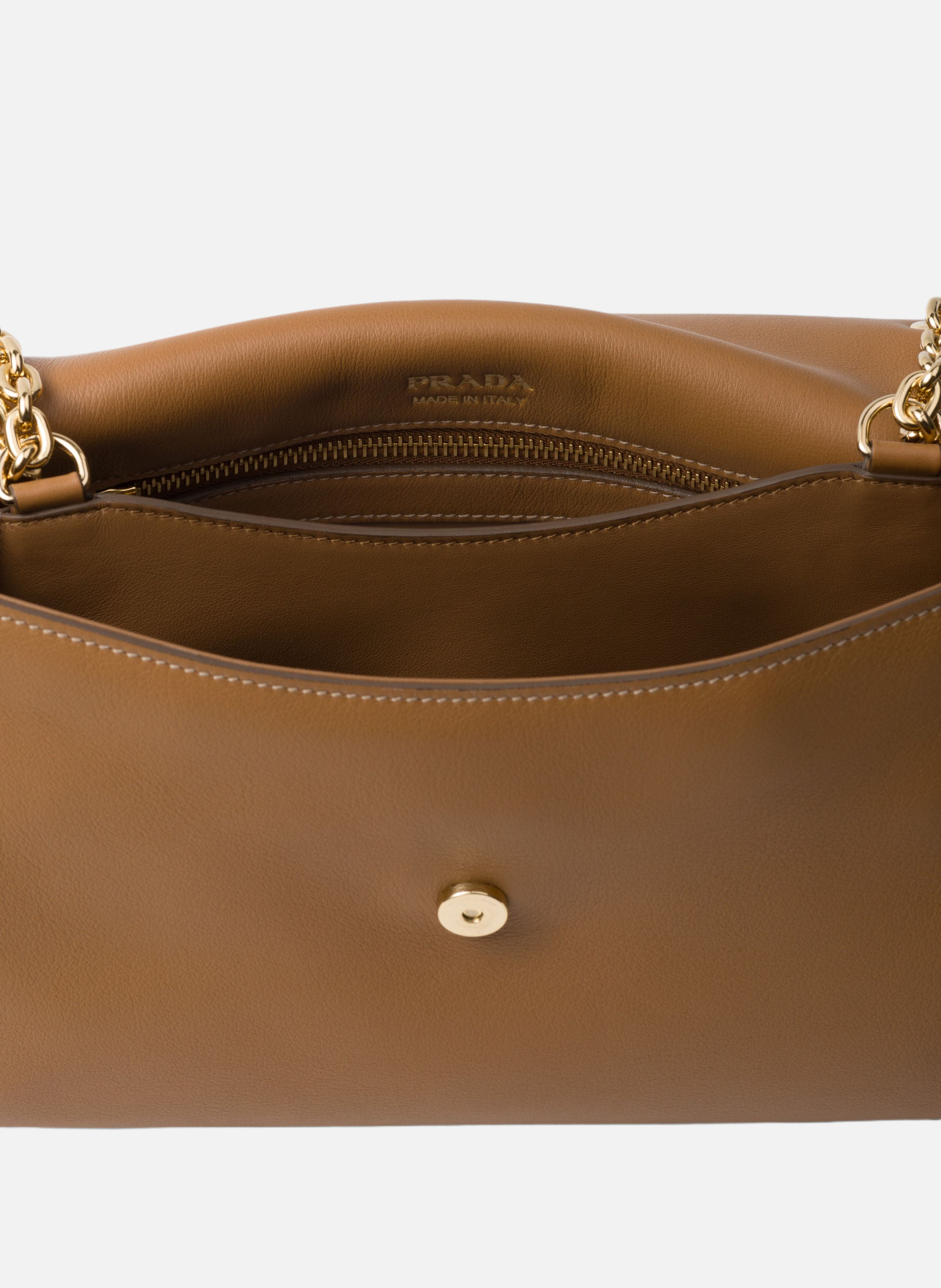 Sac porté épaule en cuir prada doux PRADA Marron