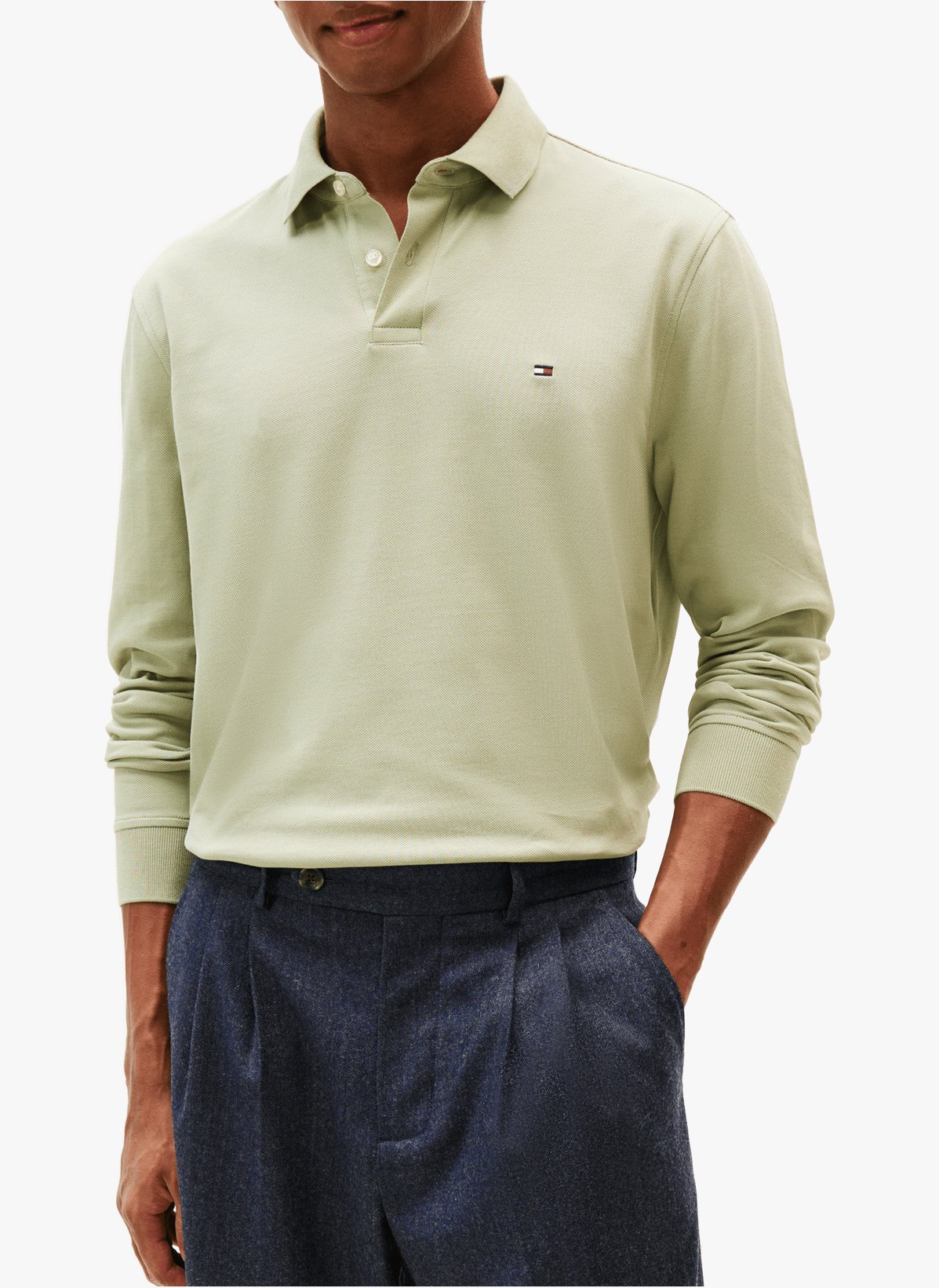 Polo manches longues en coton