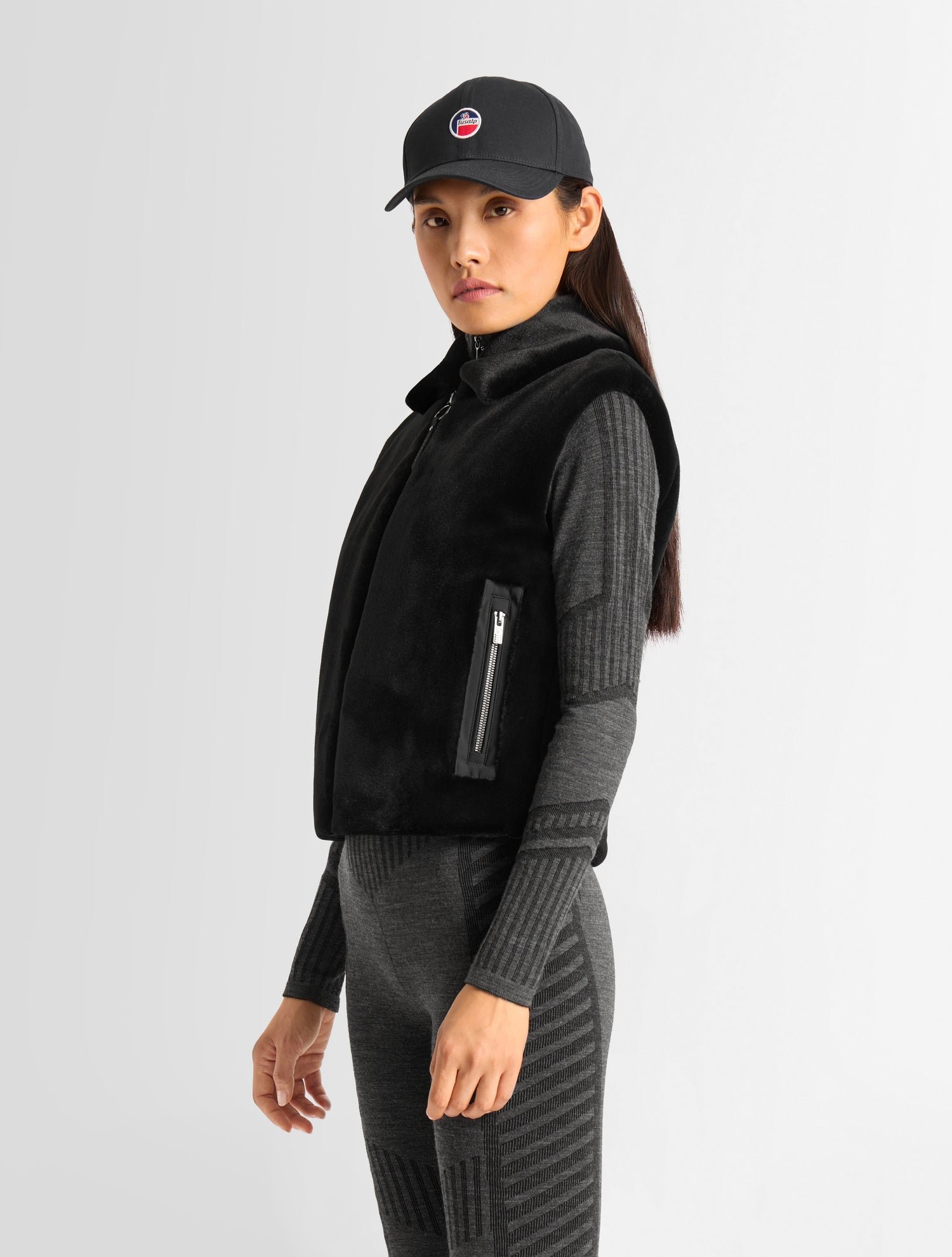 Veste sans manches piagina col tailleur coupe regular FUSALP Noir