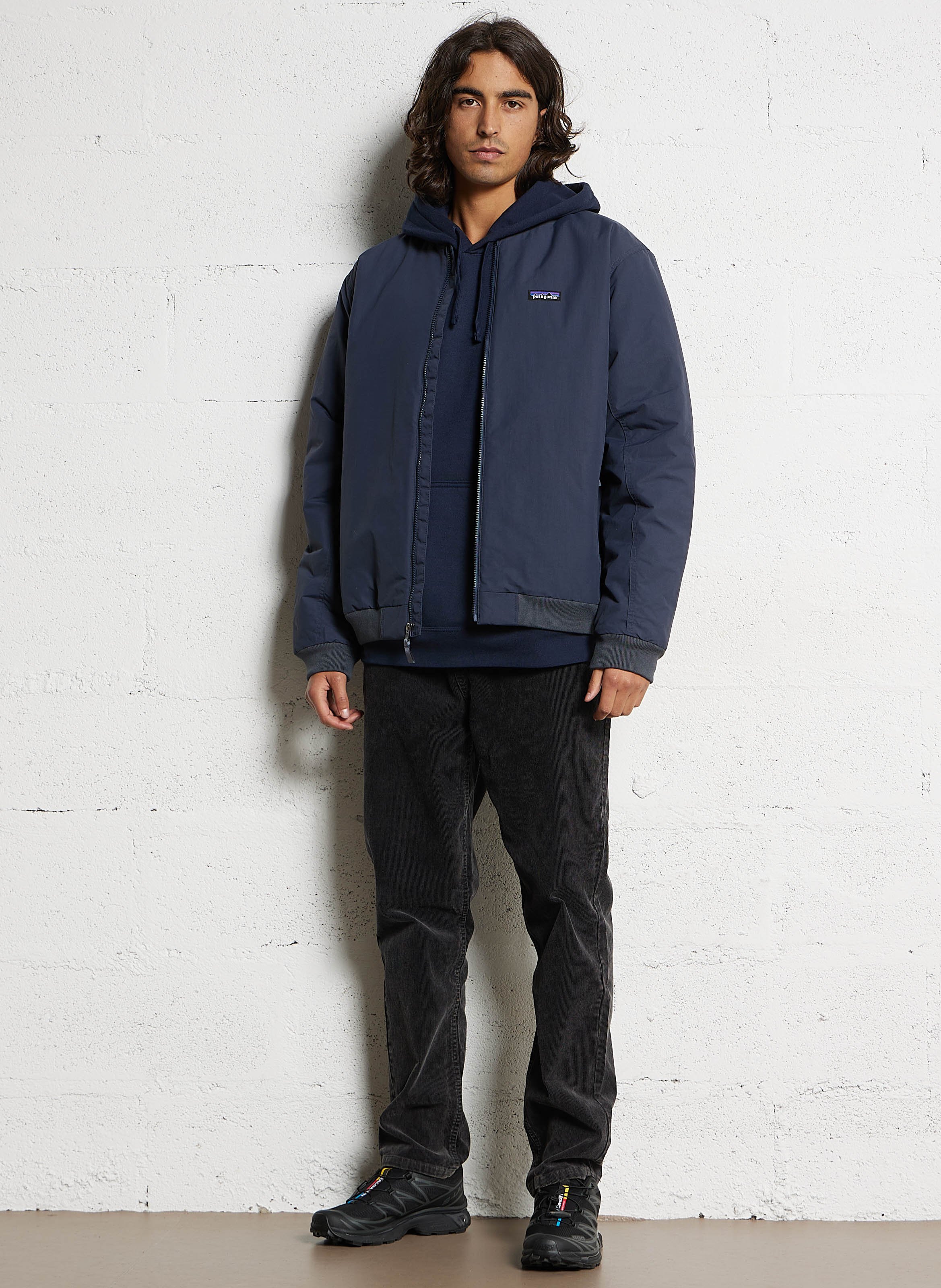 Veste zippée large unie Bleu