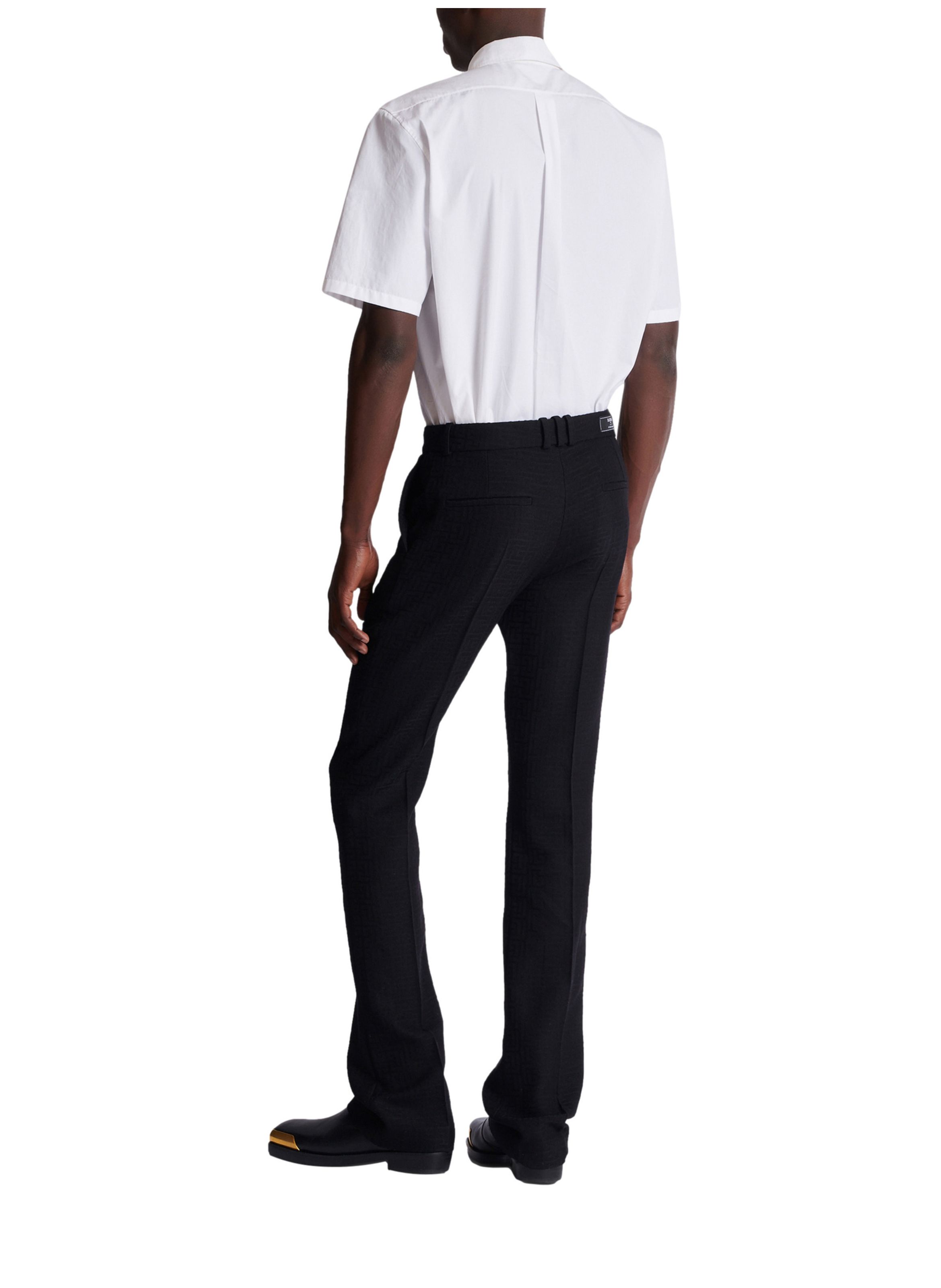 Pantalon à pinces en grain de poudre BALMAIN Noir