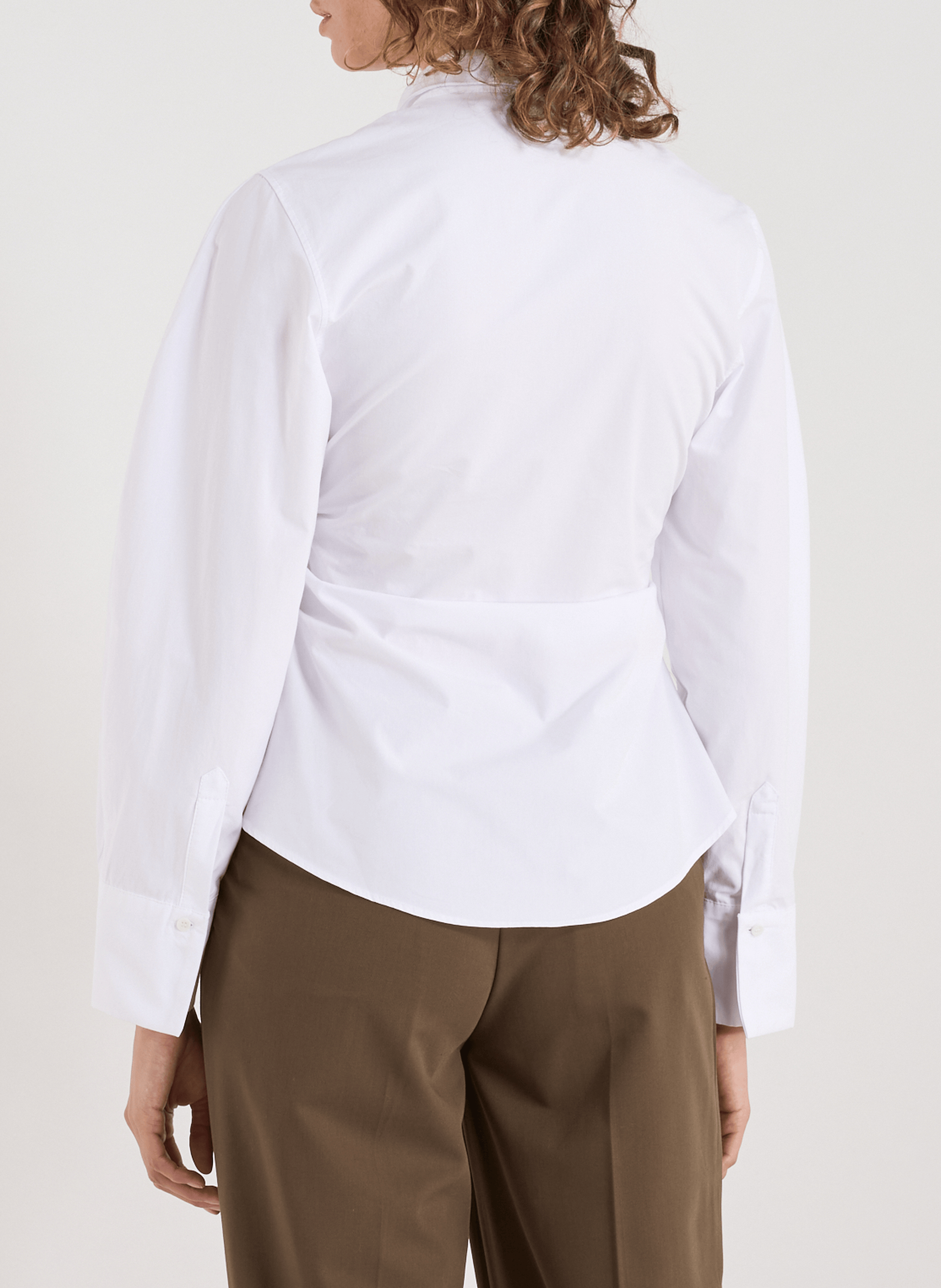 Draped cotton shirt TOPSHOP White