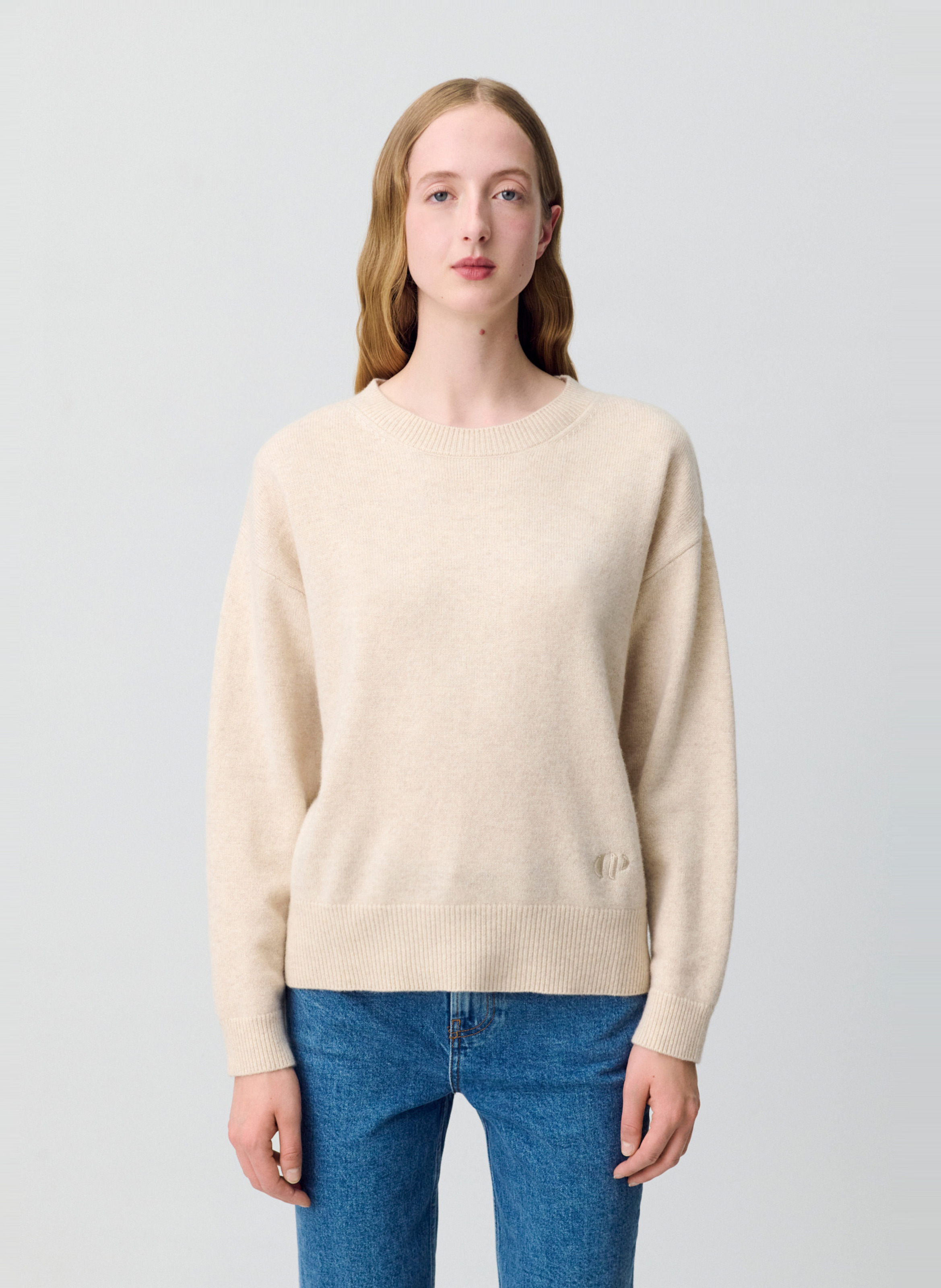 Pull col rond en cachemire CLAUDIE PIERLOT Beige