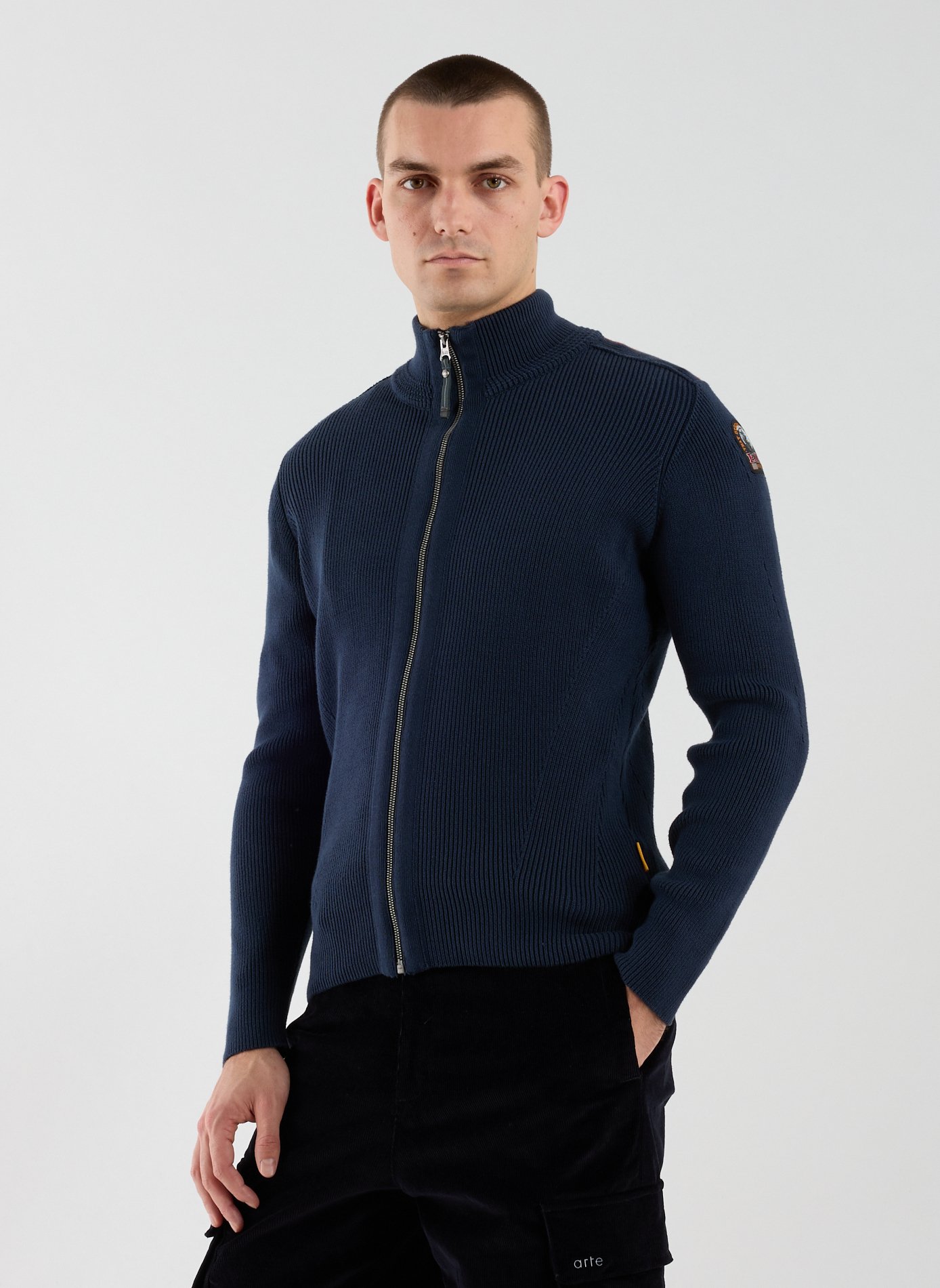 PARAJUMPERS Pull zippé col montant en coton mélangé Bleu