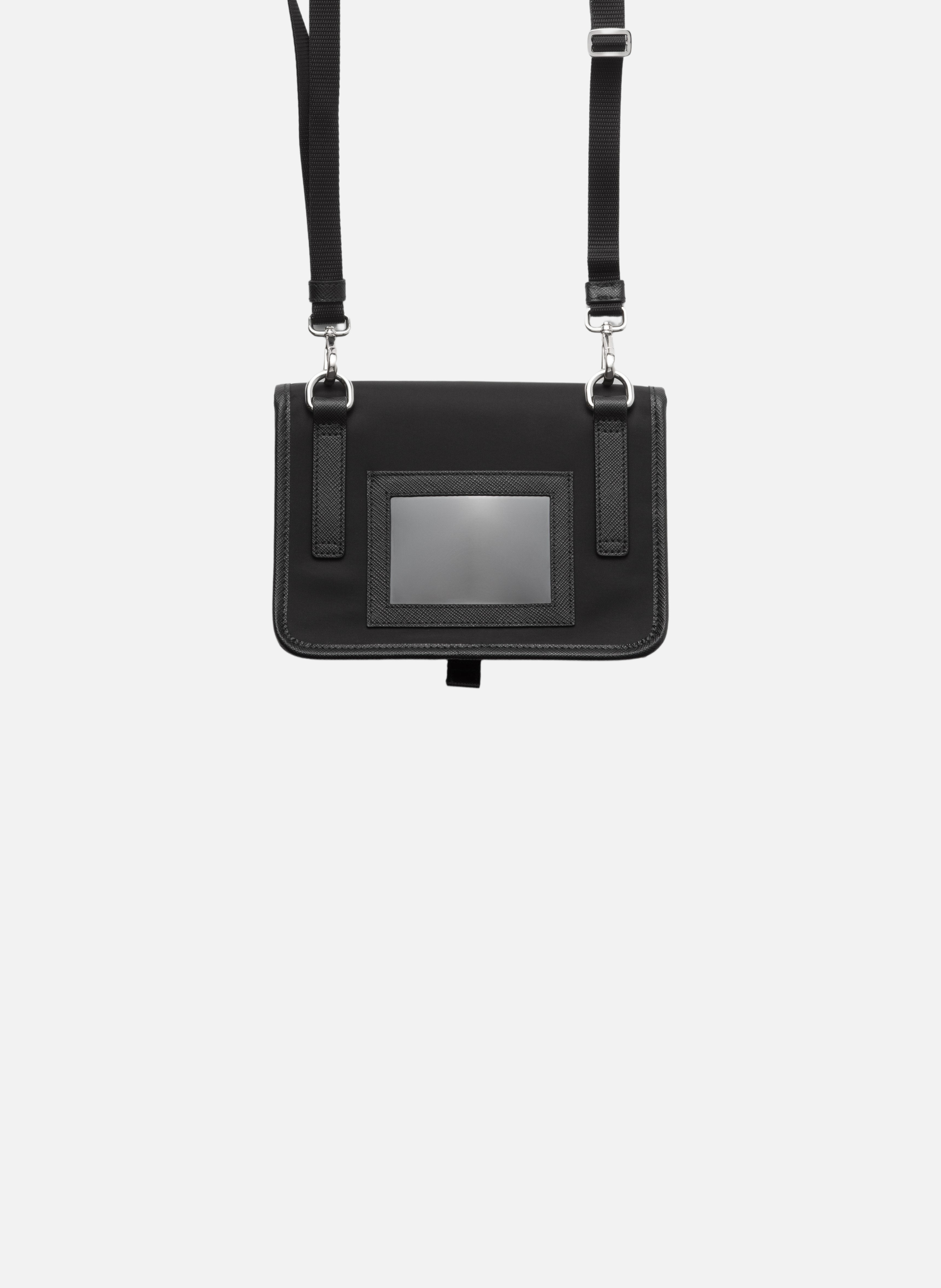 Étui smartphone en re-nylon et cuir saffiano PRADA Noir