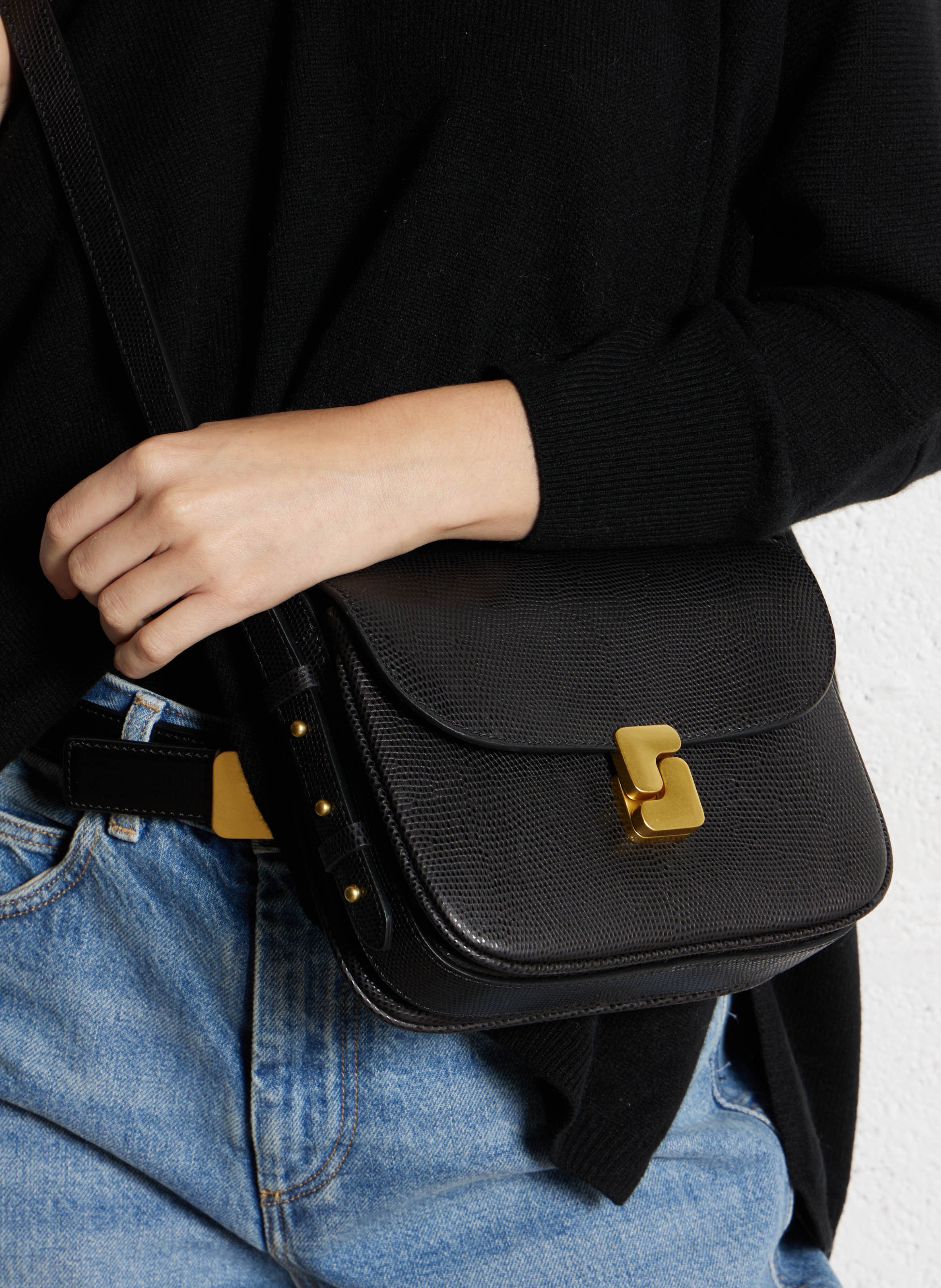 Sac bandoulière en cuir bellissima mini SOEUR Noir