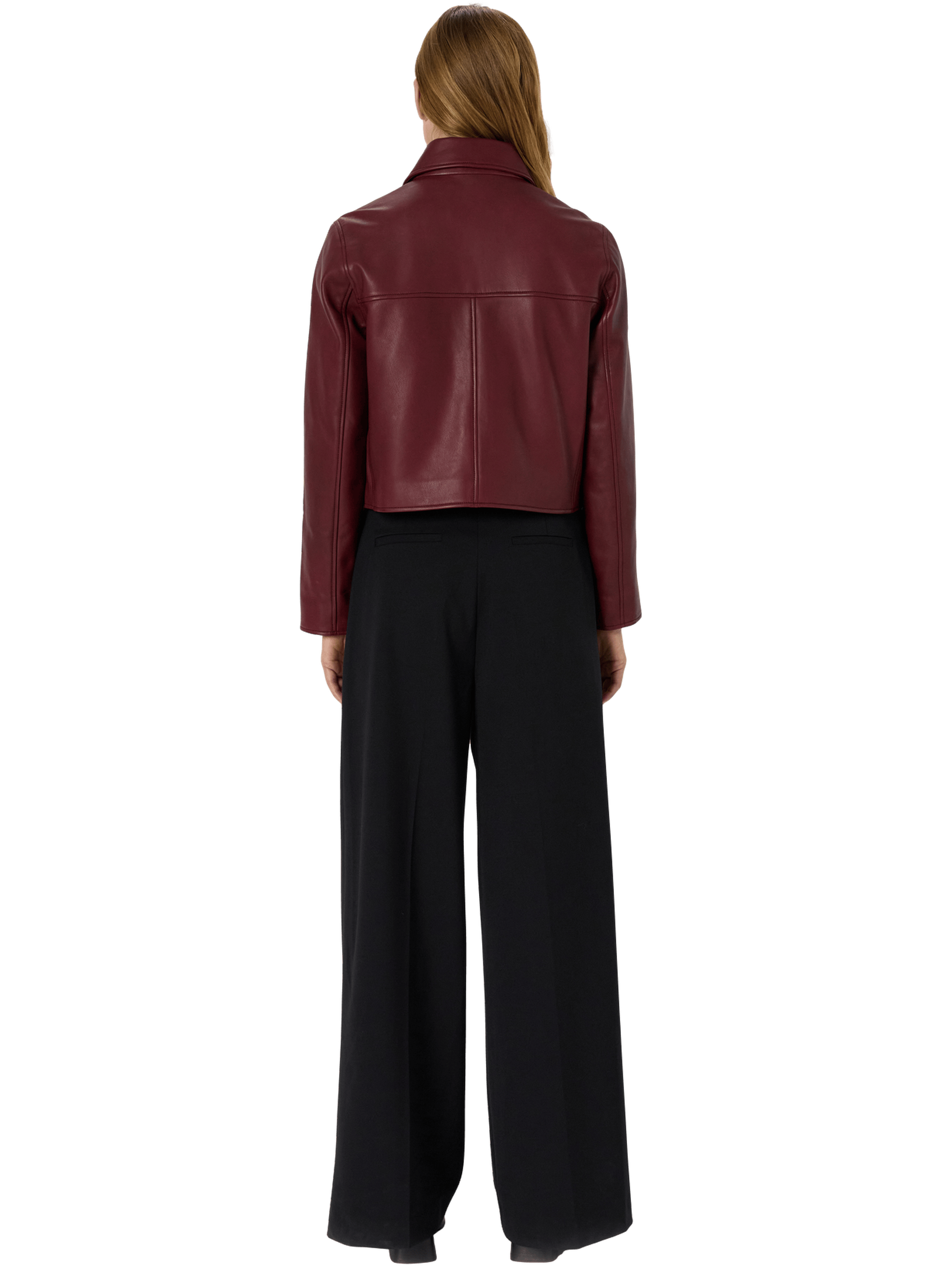 Veste courte en cuir bordeaux - noeve GERARD DAREL Rouge