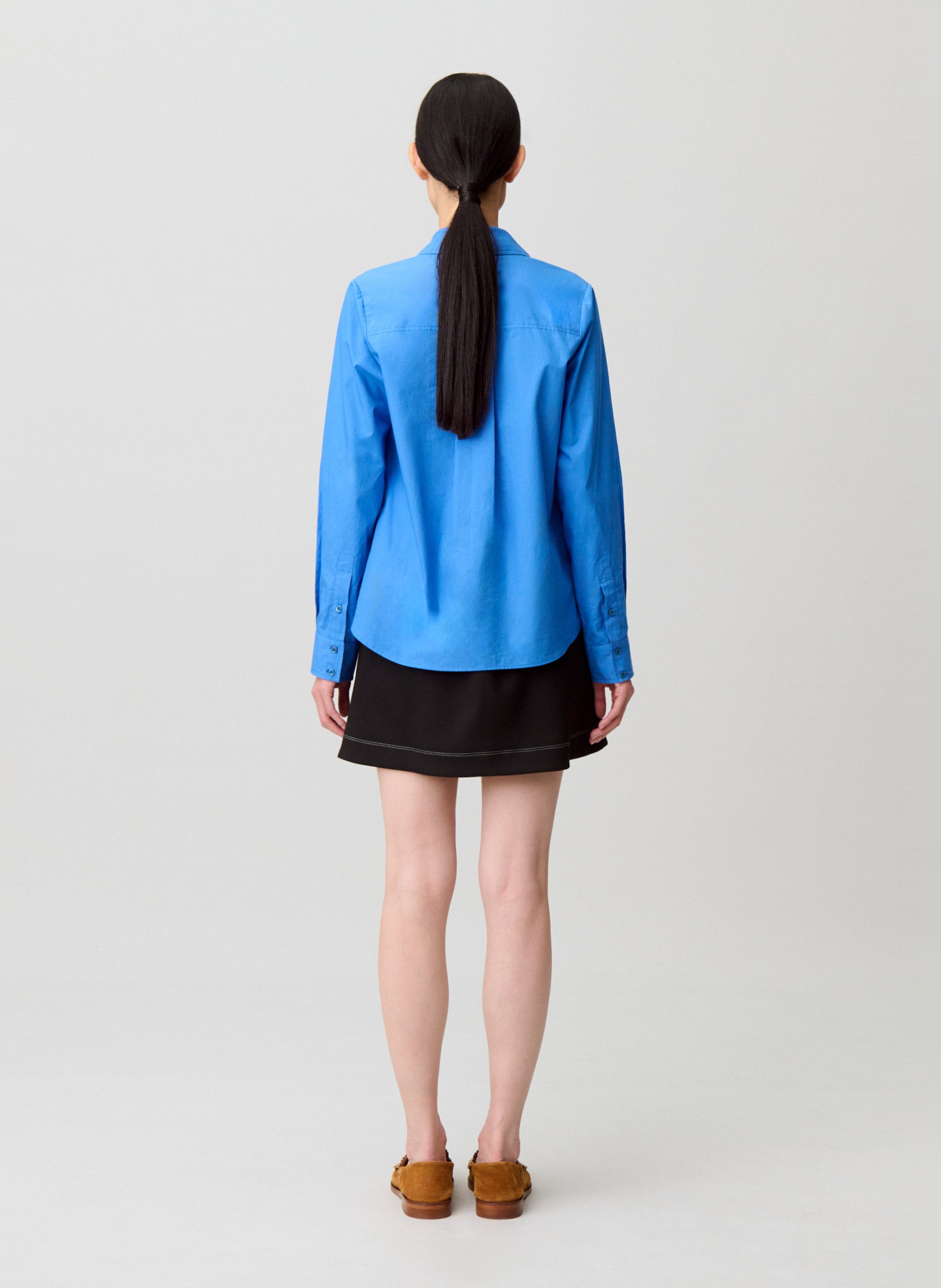 Blouse col v en coton CLAUDIE PIERLOT Bleu