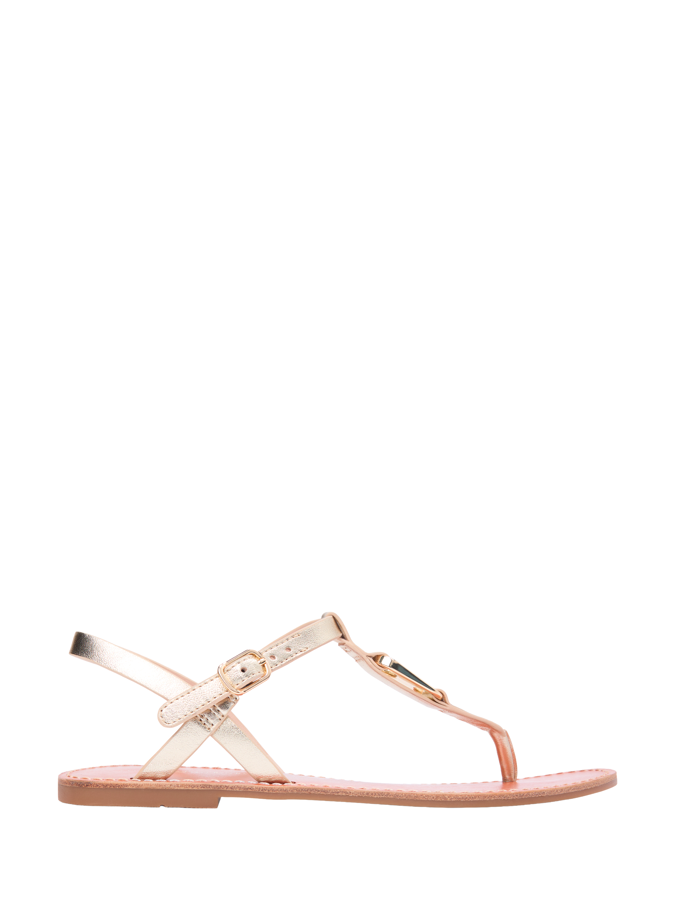 Sandals LEONA 1Z shiny in leather Golden TOMMY HILFIGER