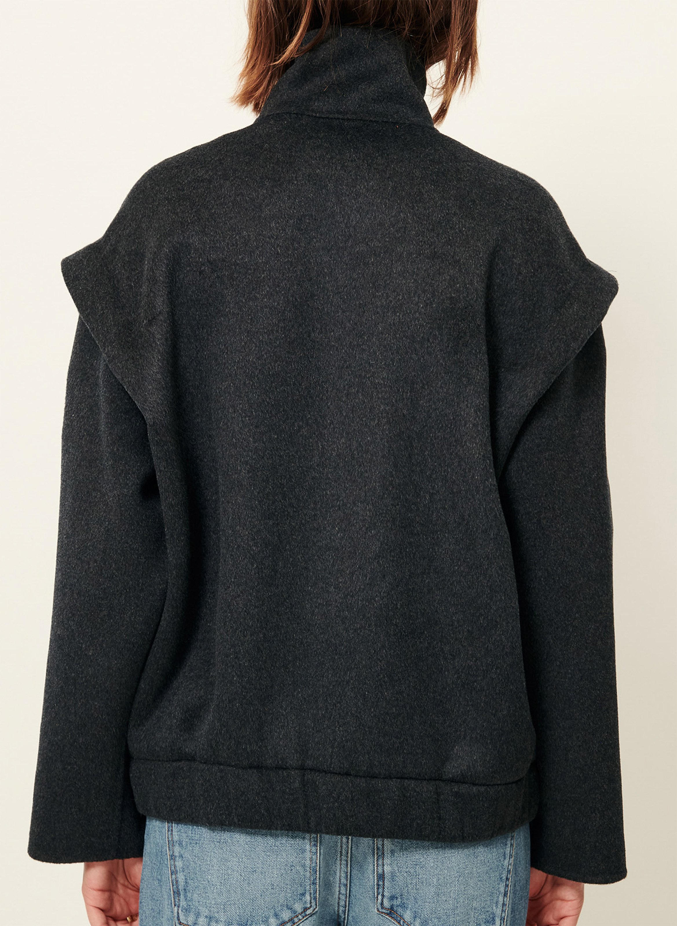 Manteau court élastiqué à plis en laine mélangée SESSUN Gris