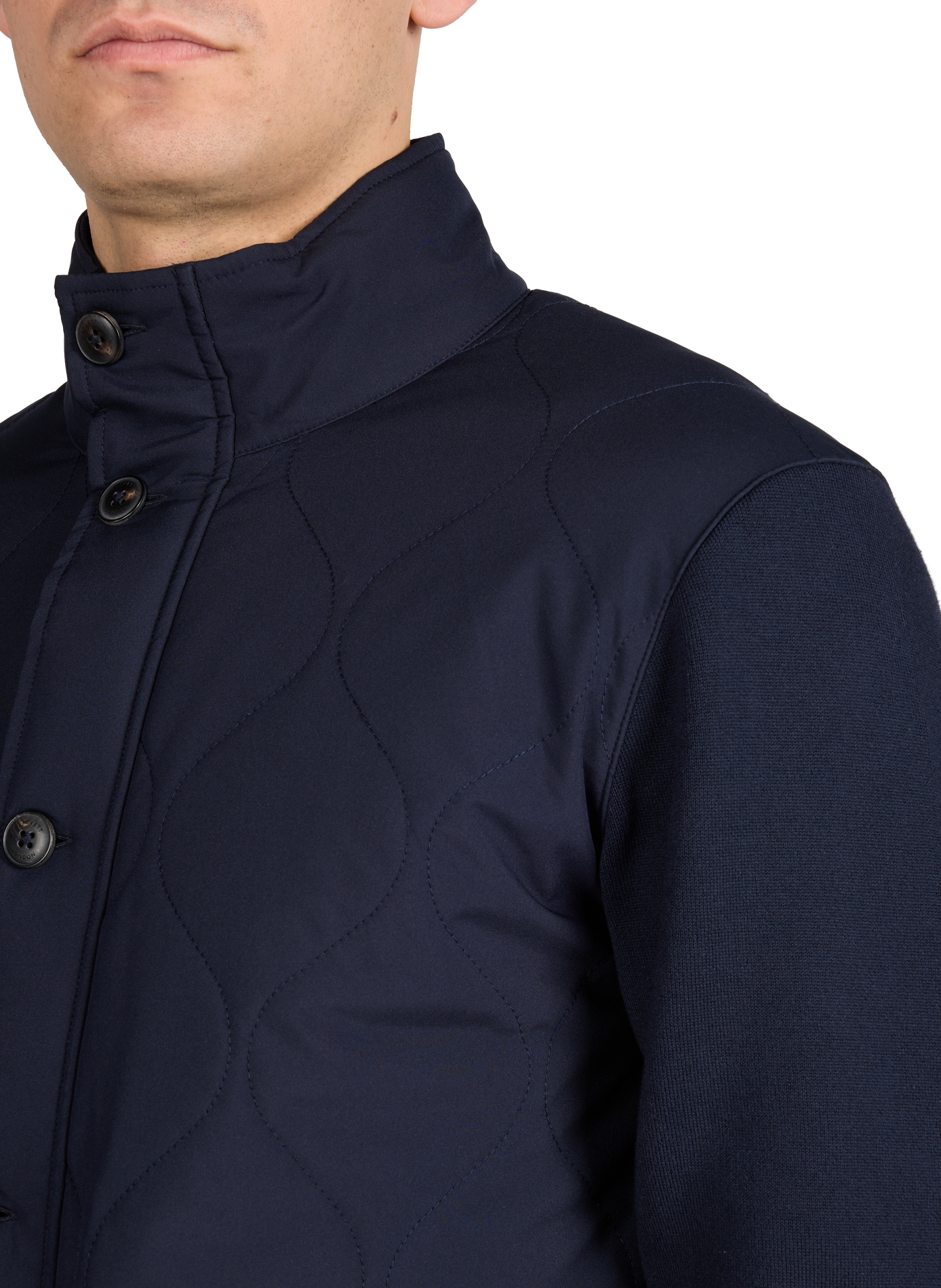 Blouson bi-matière en laine mérinos HACKETT Bleu
