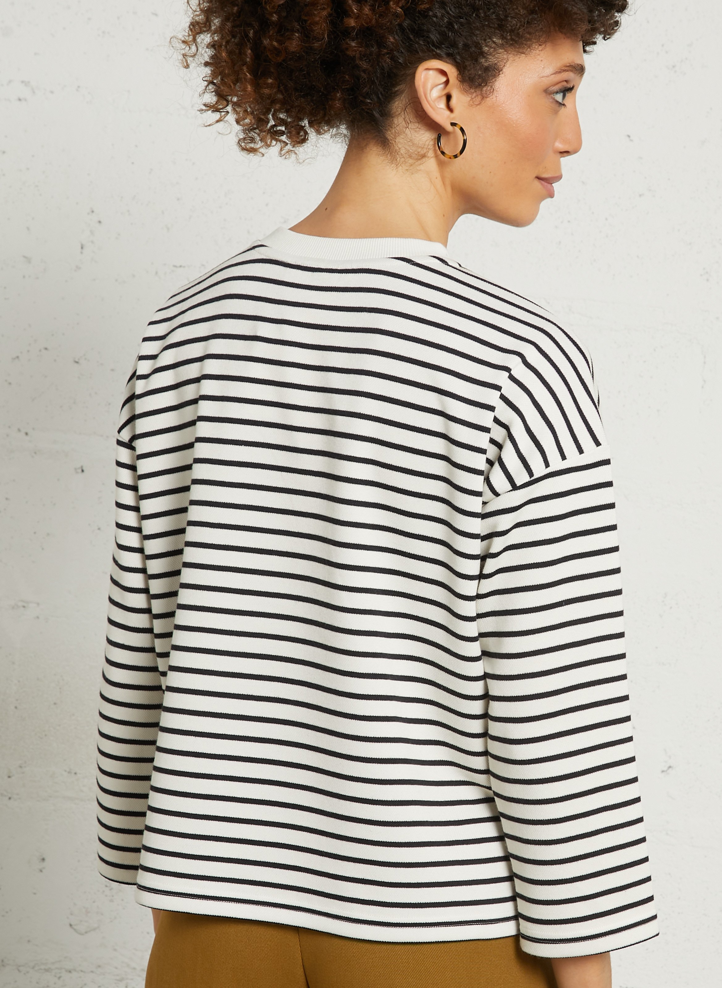 Tee-shirt marinière ample col rond lorenzo MAISON 123 Blanc